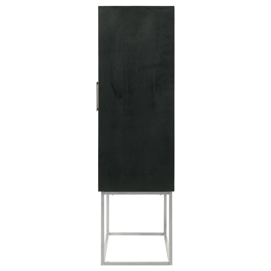 Borman - 2 Door Home Bar Cabinet Wine Storage - Walnut And Black - Image 8