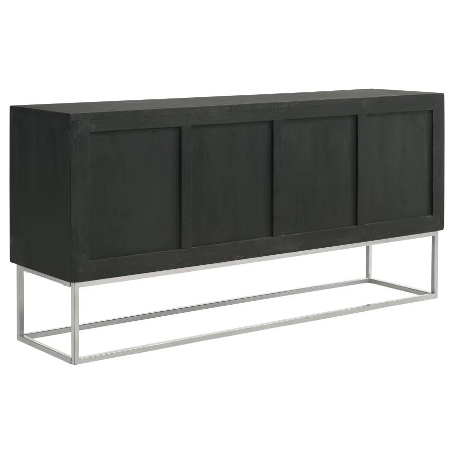 Borman 4-door Wood Accent Cabinet Walnut and Black - Image 7