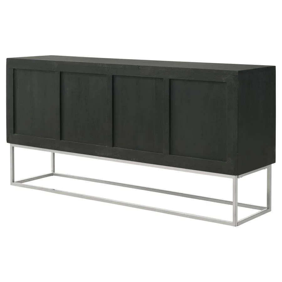Borman 4-door Wood Accent Cabinet Walnut and Black - Image 8