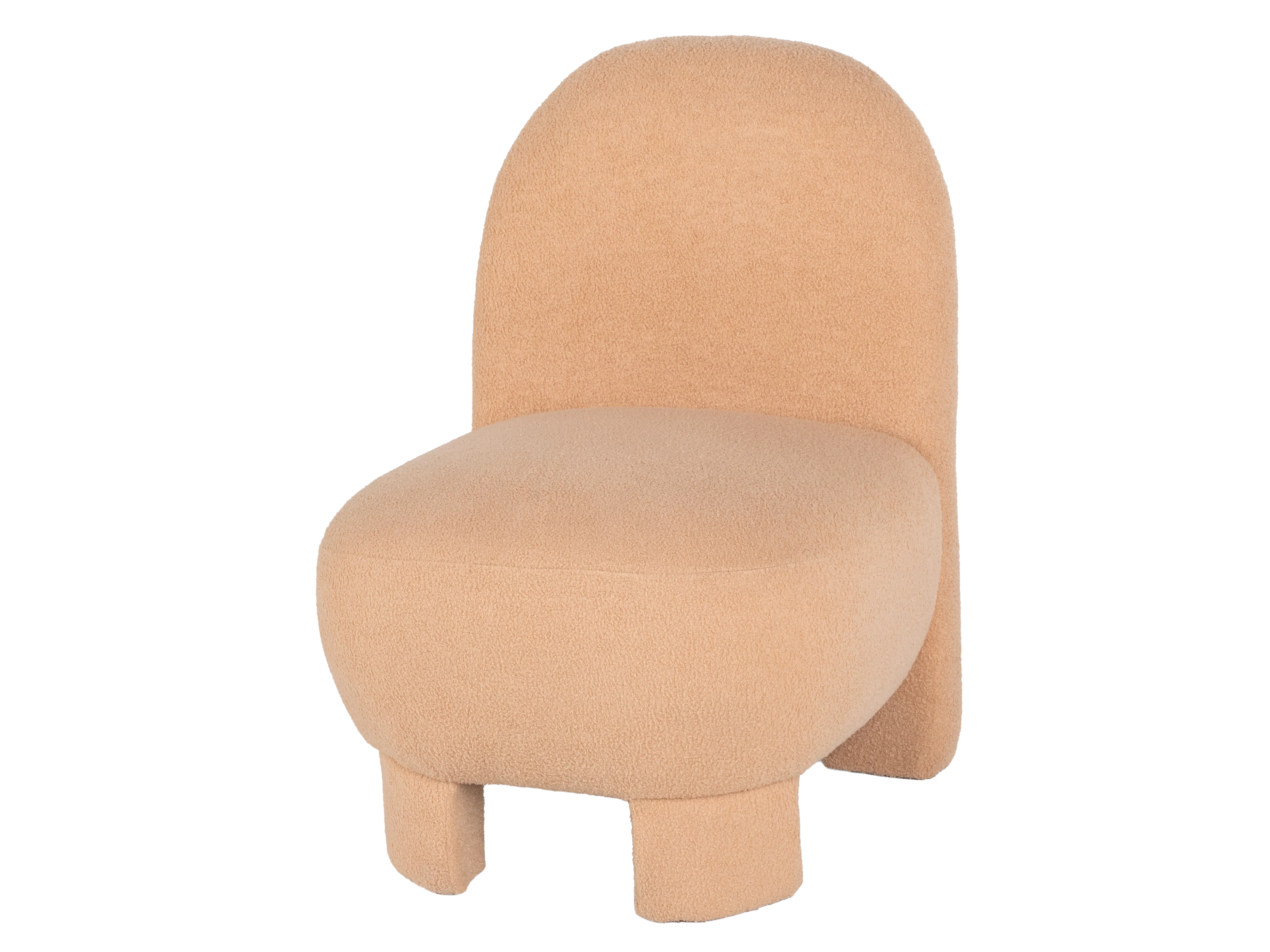 Light Brown Bouclé Modern Armless Accent Chair with Curved Back & Plush Seat - Image 3