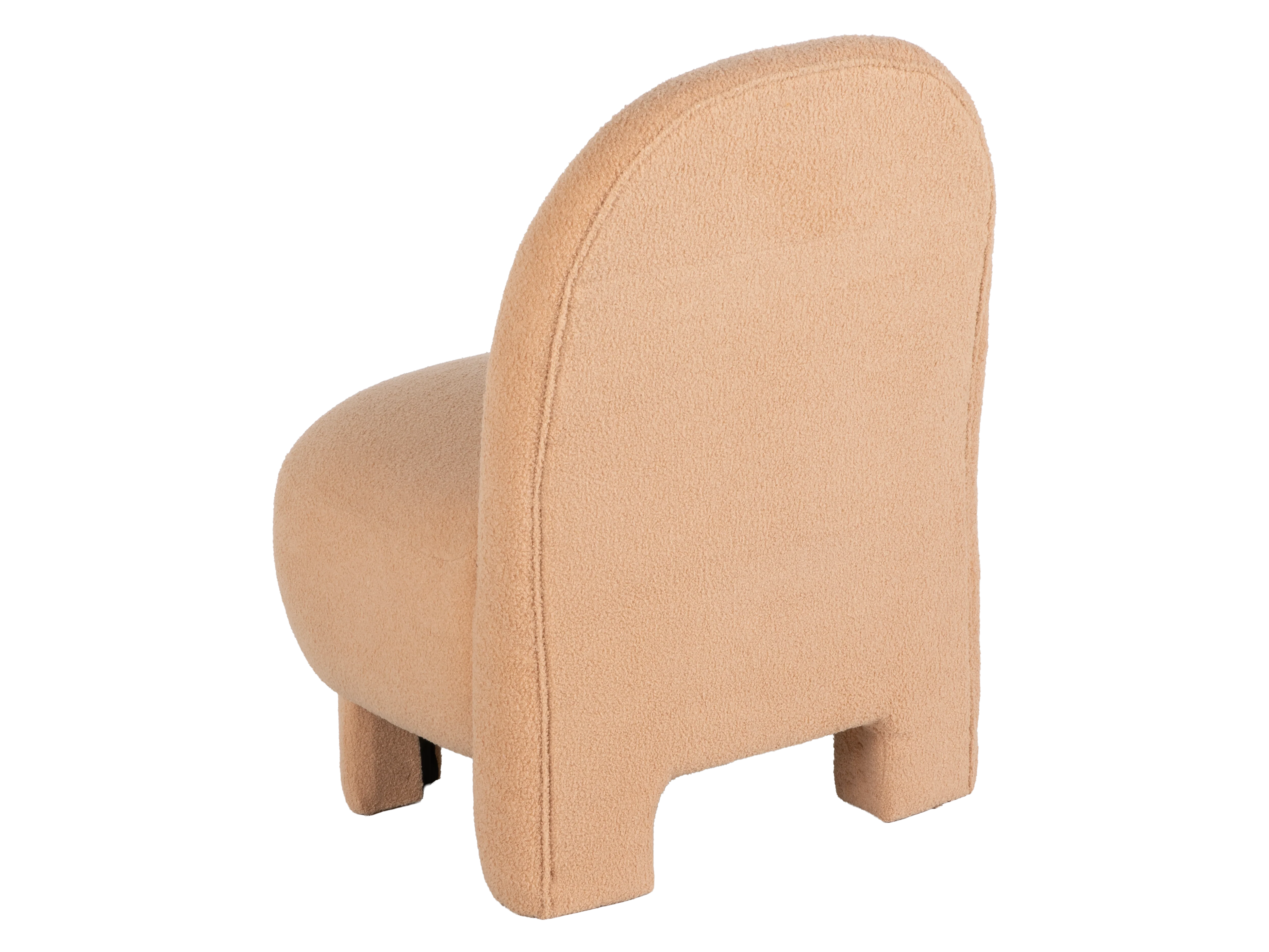 Light Brown Bouclé Modern Armless Accent Chair with Curved Back & Plush Seat - Image 4