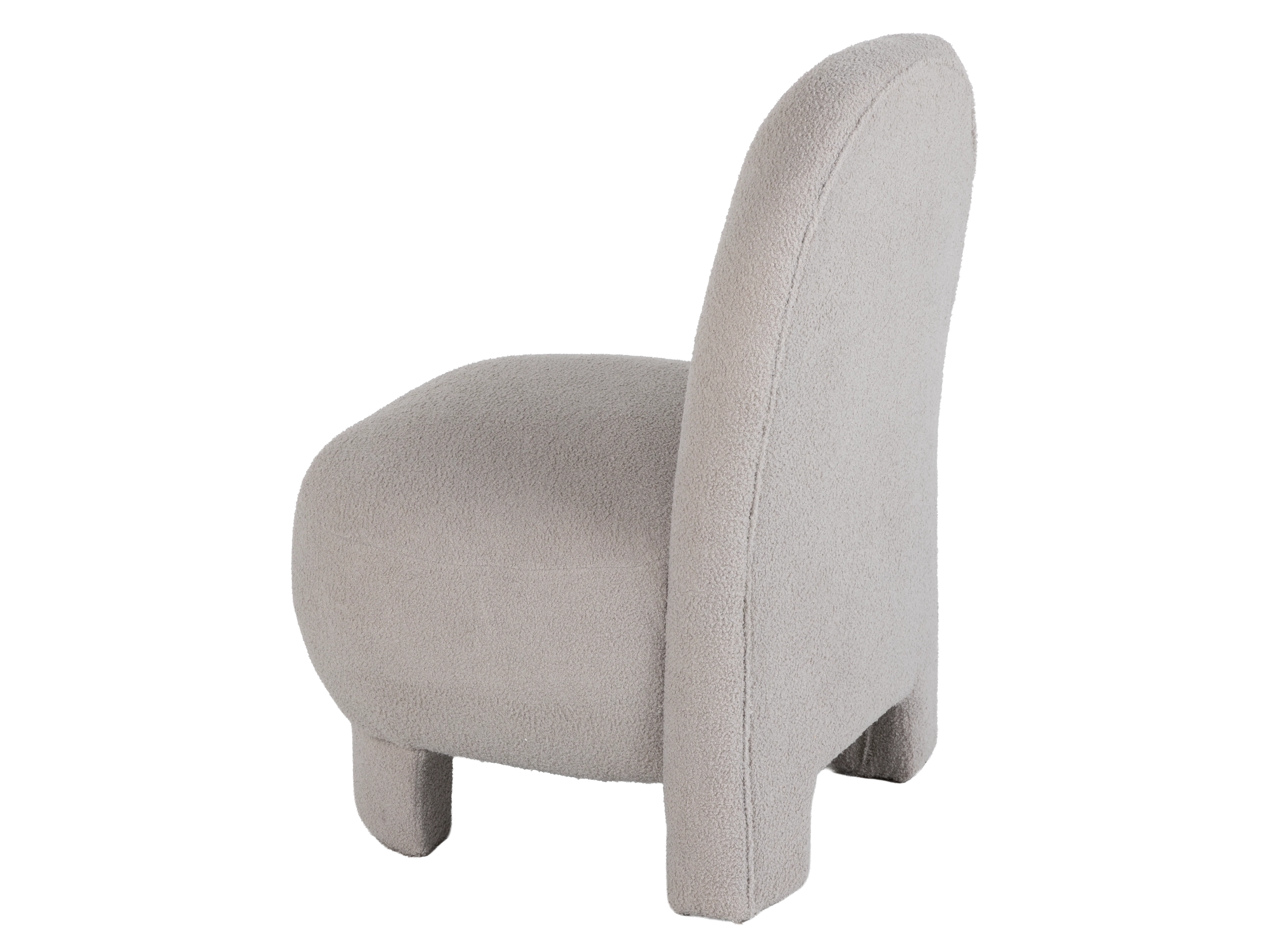 Light Gray Bouclé Modern Armless Accent Chair with Curved Back & Plush Seat - Image 4