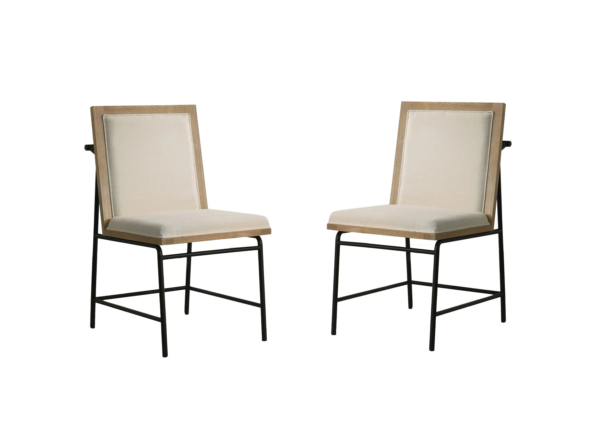 Bowen - Round Dining Table With Cream Color Upholstered Chairs (Set of 5) - Oak Finish - Image 3