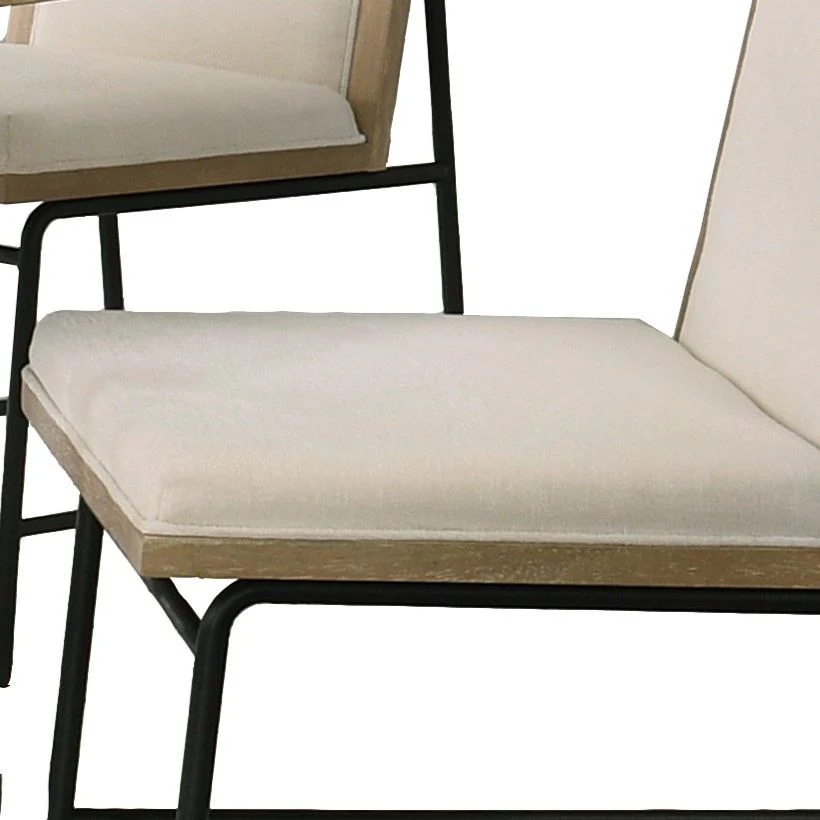 Bowen - Round Dining Table With Cream Color Upholstered Chairs (Set of 5) - Oak Finish - Image 5