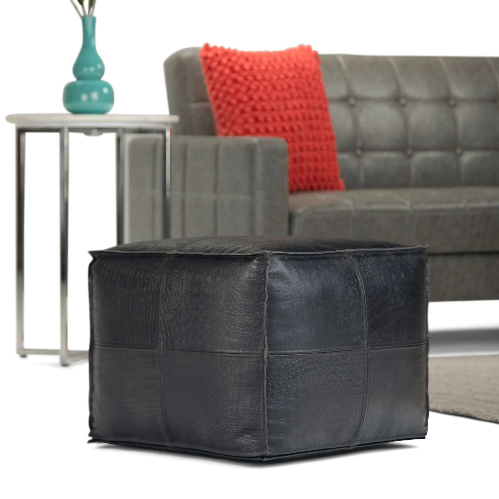 Bowen - Square Pouf - Black - Image 3