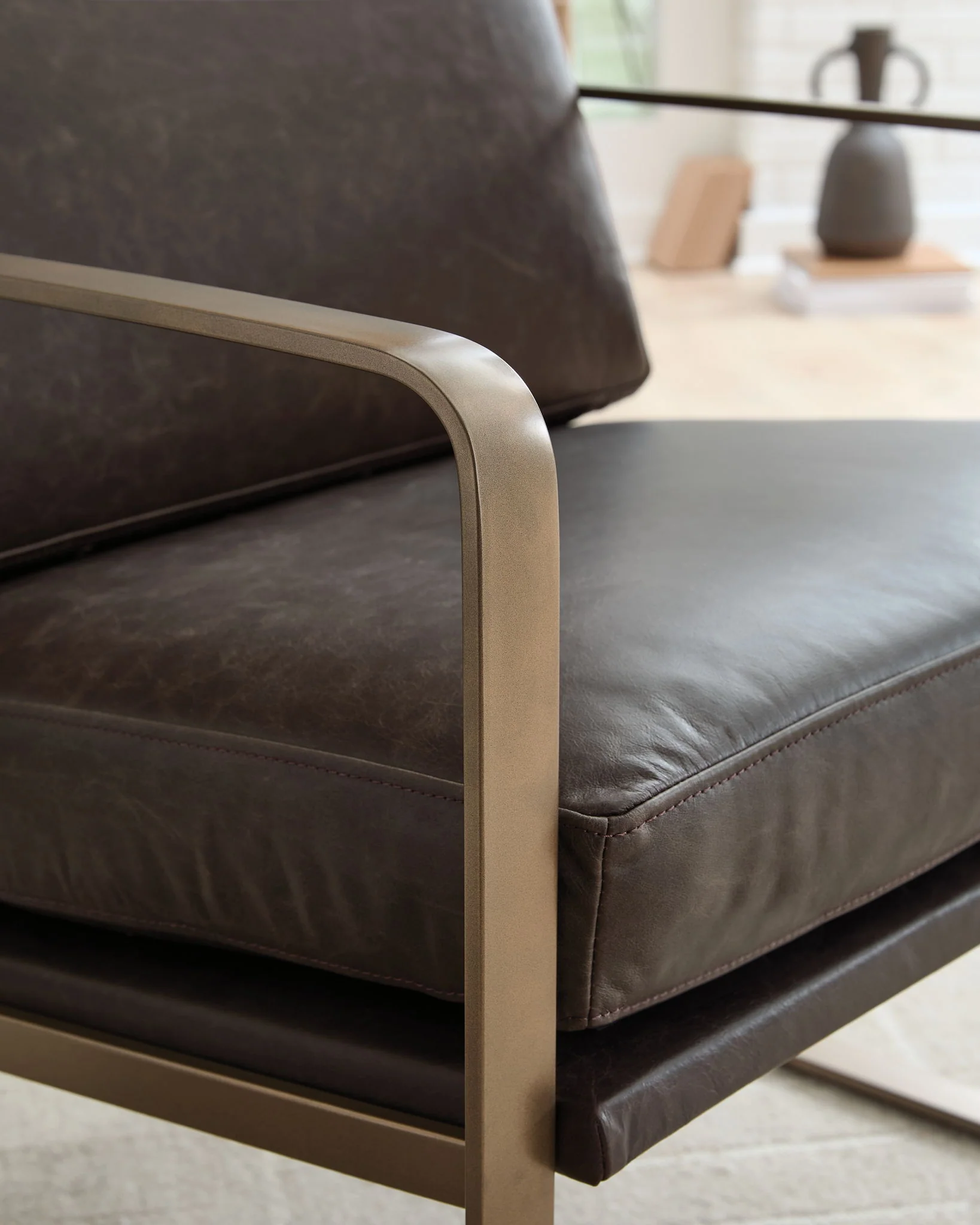 Bradett - Accent Chair - Dark Brown / Gold Finish - Image 5