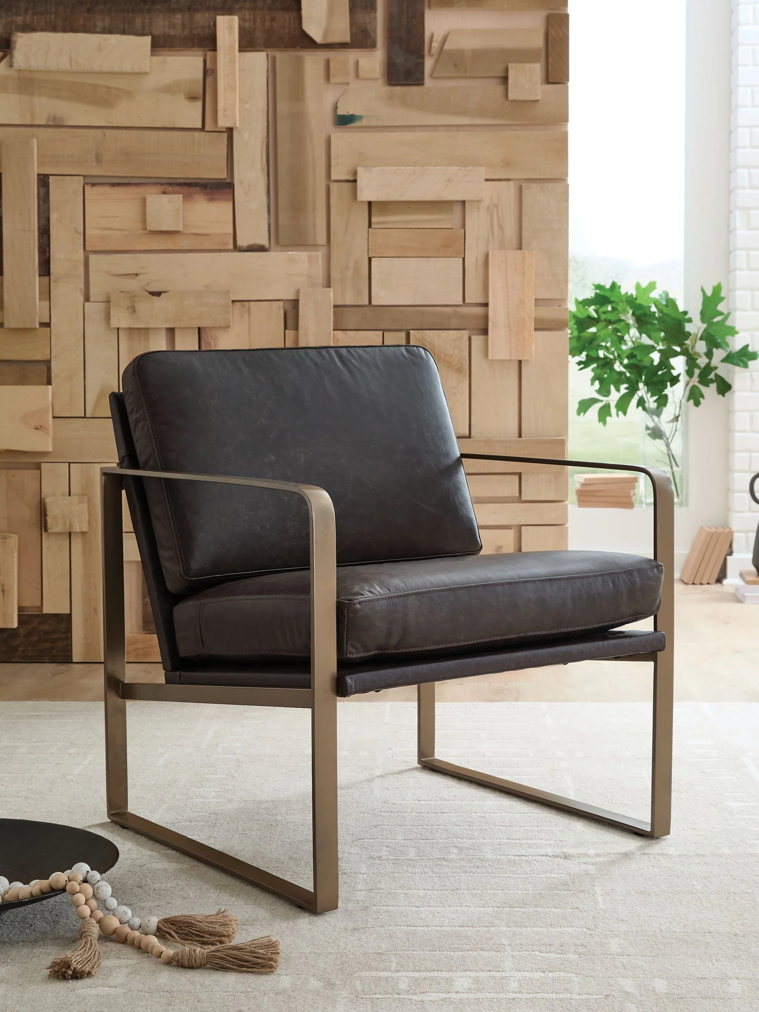 Bradett - Accent Chair - Dark Brown / Gold Finish - Image 8