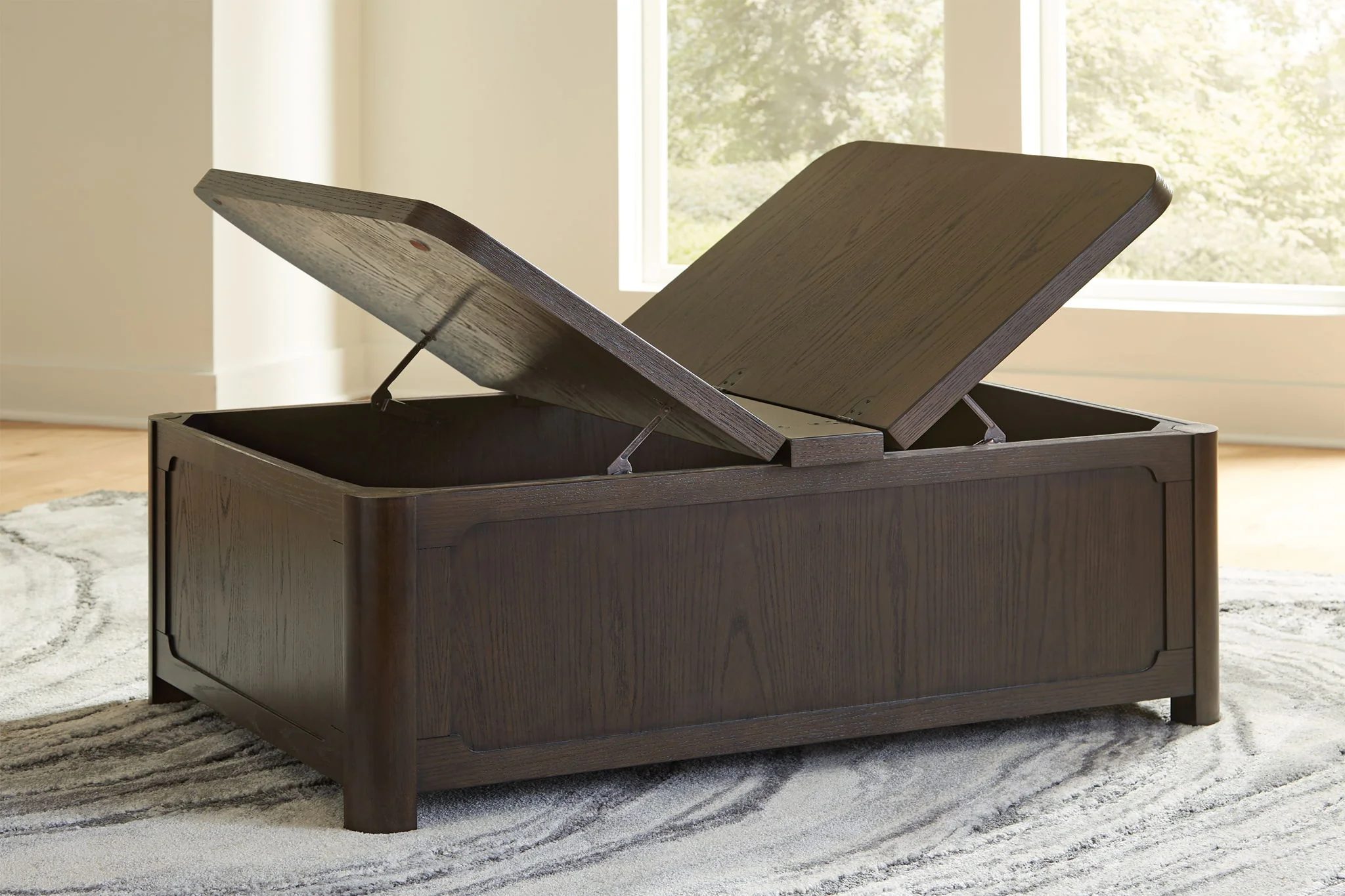 Breckington - Cocktail Table With Storage - Dark Brown - Image 6