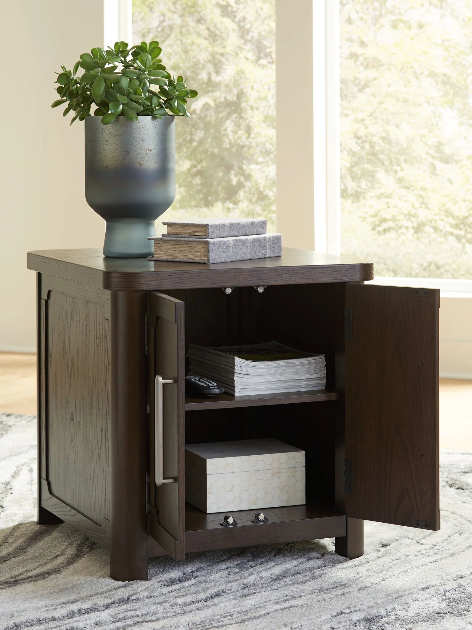 Breckington - Rectangular 2-door End Table - Dark Brown - Image 6