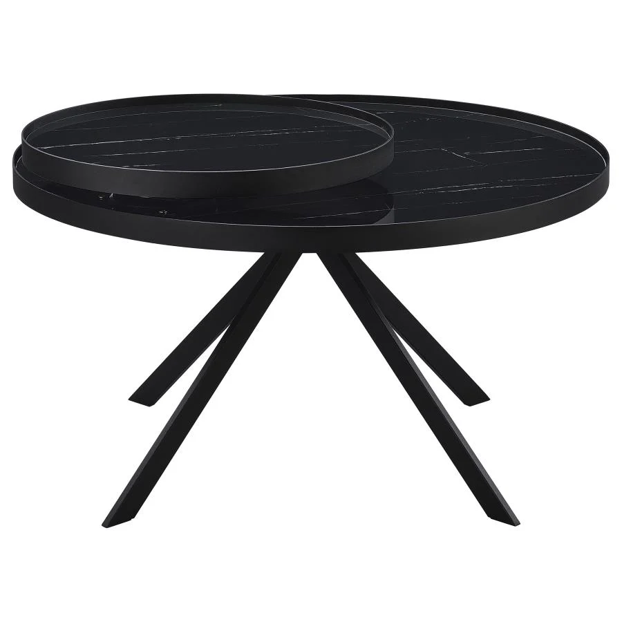 Briggs - Round Marble Printed Glass Top Coffee Table - Image 16