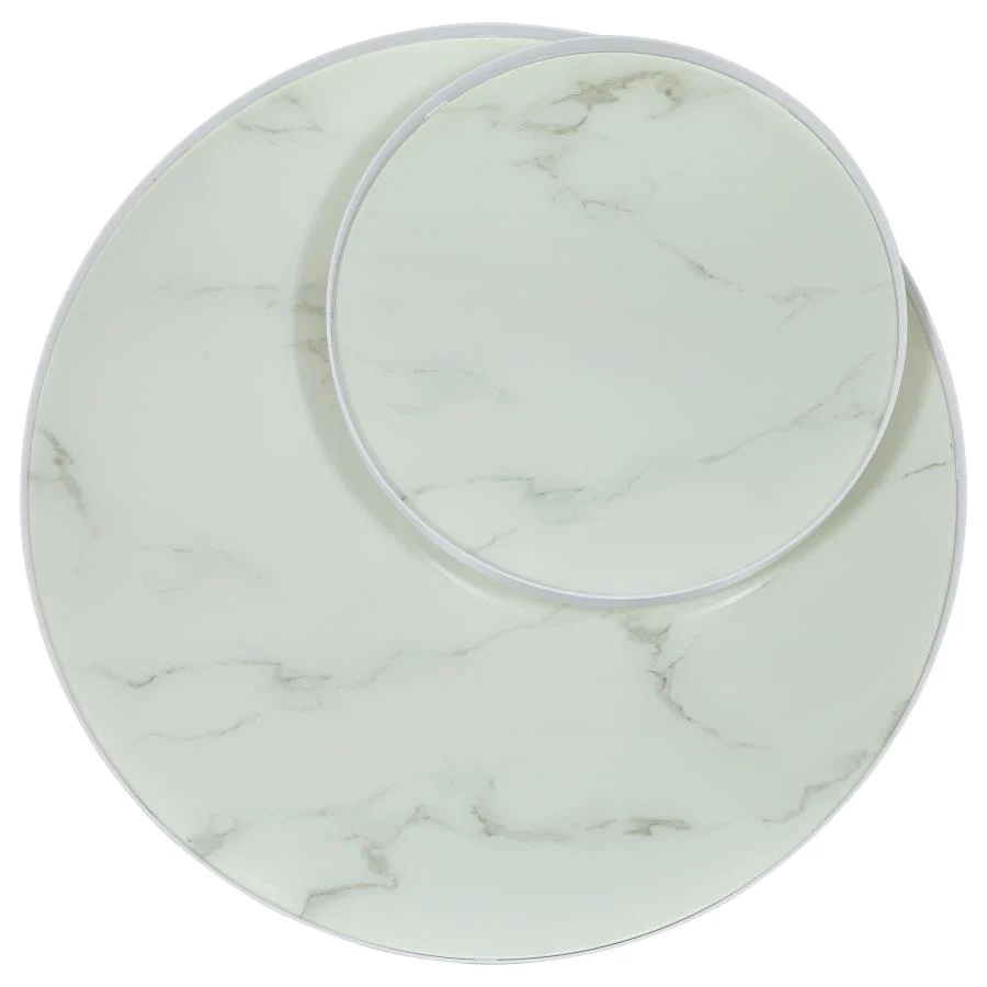 Briggs - Round Marble Printed Glass Top Coffee Table - Image 19