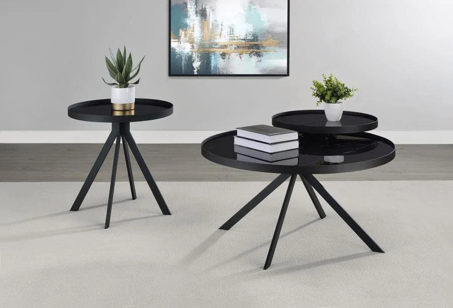 Briggs - Round Marble Printed Glass Top Coffee Table - Image 28