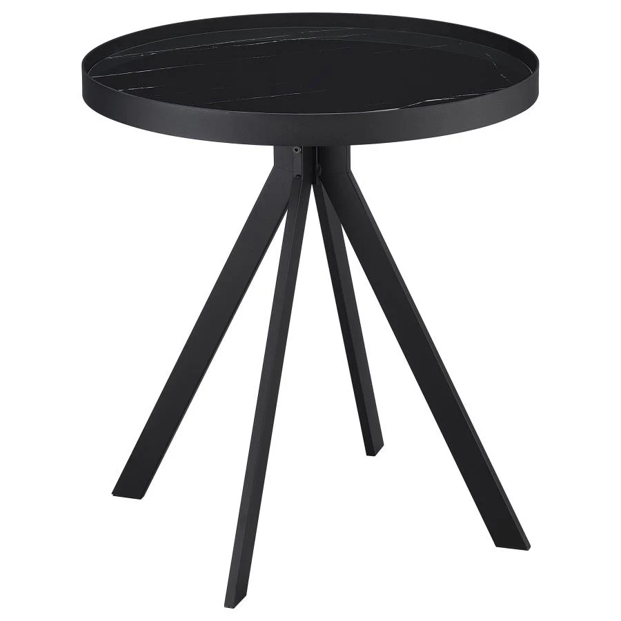 Briggs - Round Marble Printed Glass Top End Side Table - Image 10