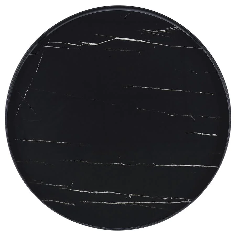 Briggs - Round Marble Printed Glass Top End Side Table - Image 16