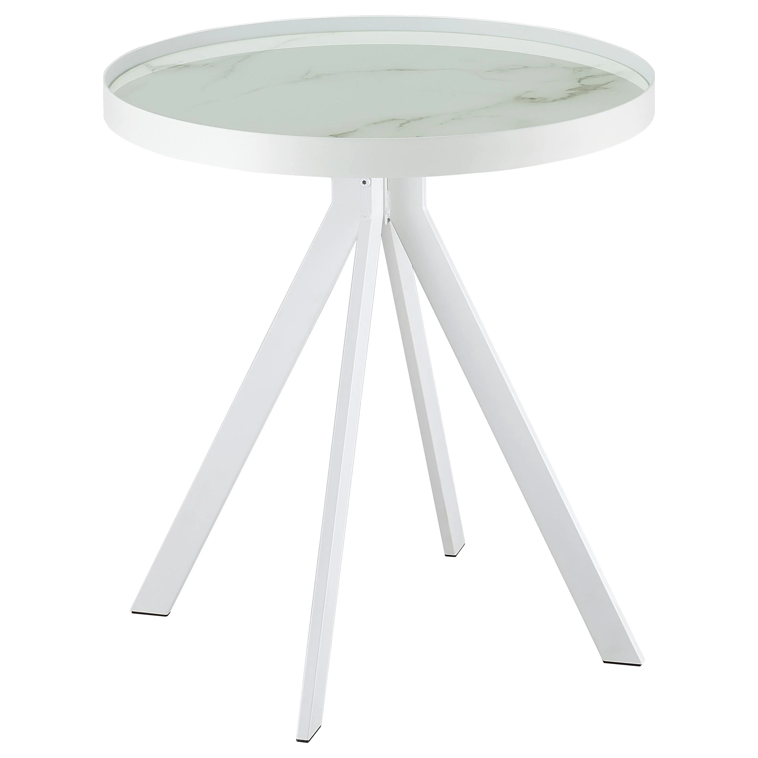 Briggs - Round Marble Printed Glass Top End Side Table - Image 23