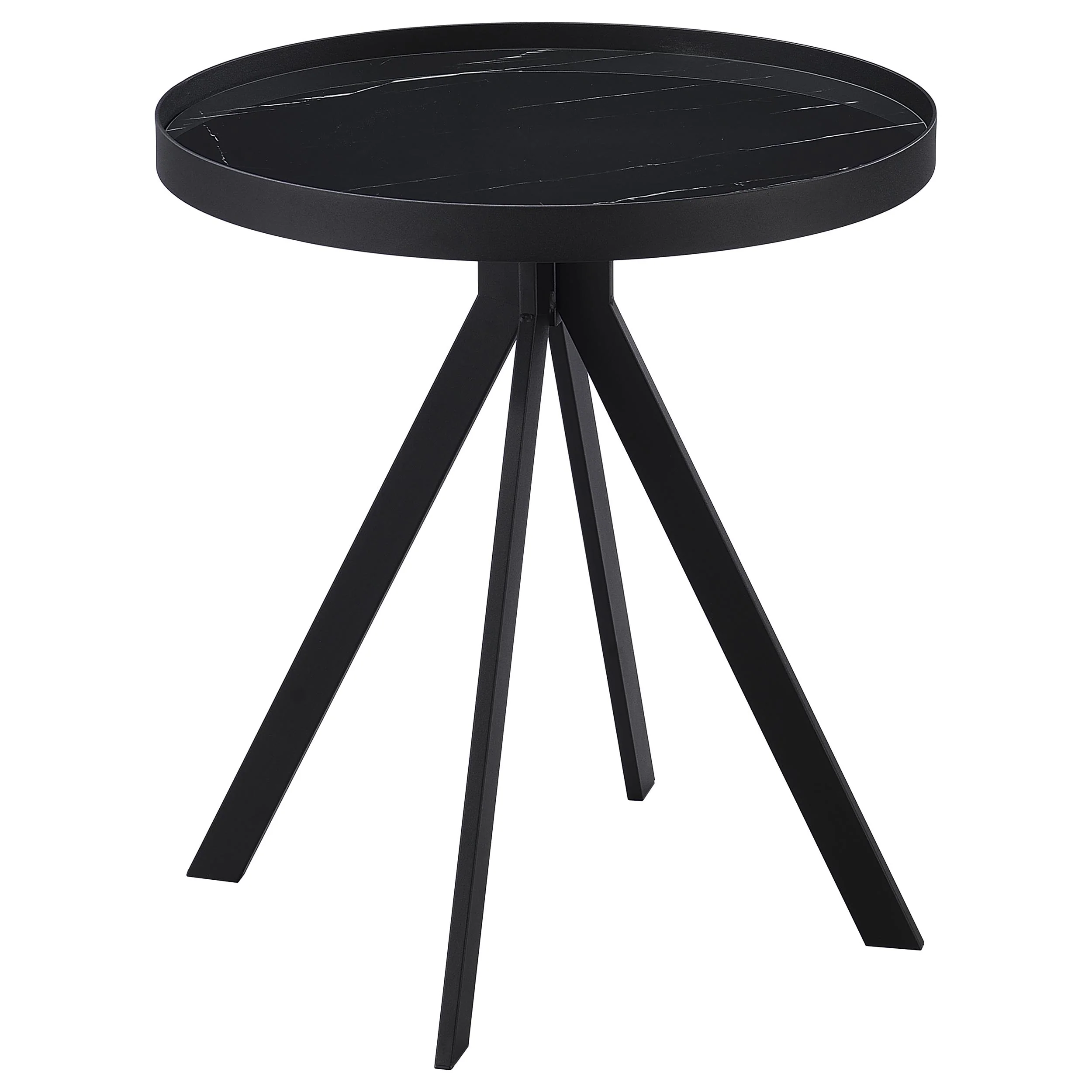 Briggs - Round Marble Printed Glass Top End Side Table - Image 24