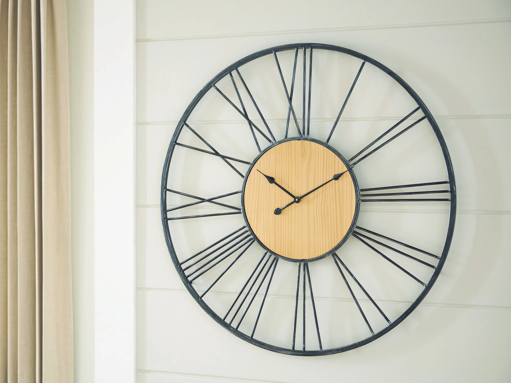 Brockett - Wall Clock - Black / Natural - Image 3