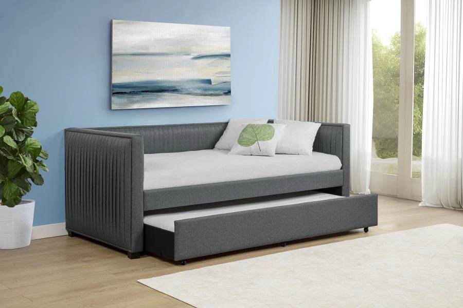 Brodie - Upholstered Twin Daybed With Trundle - Gray - Image 2