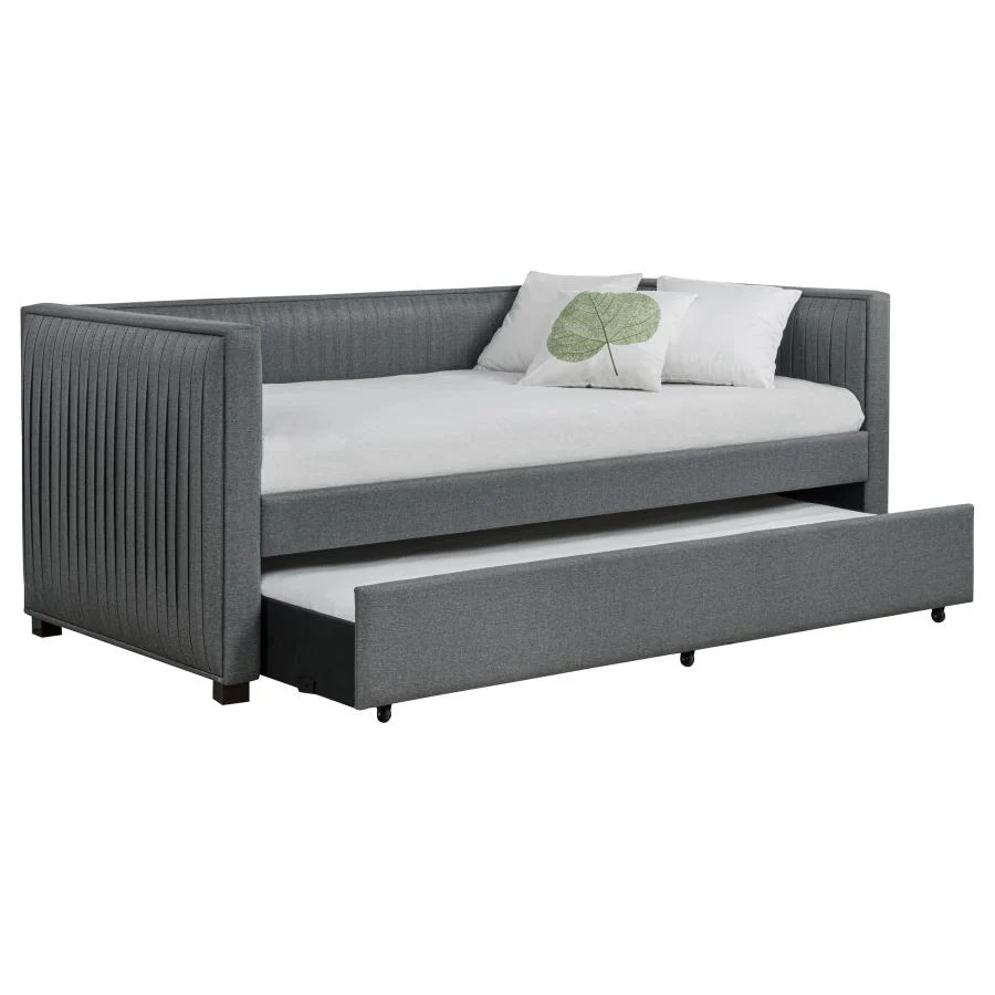 Brodie - Upholstered Twin Daybed With Trundle - Gray - Image 3