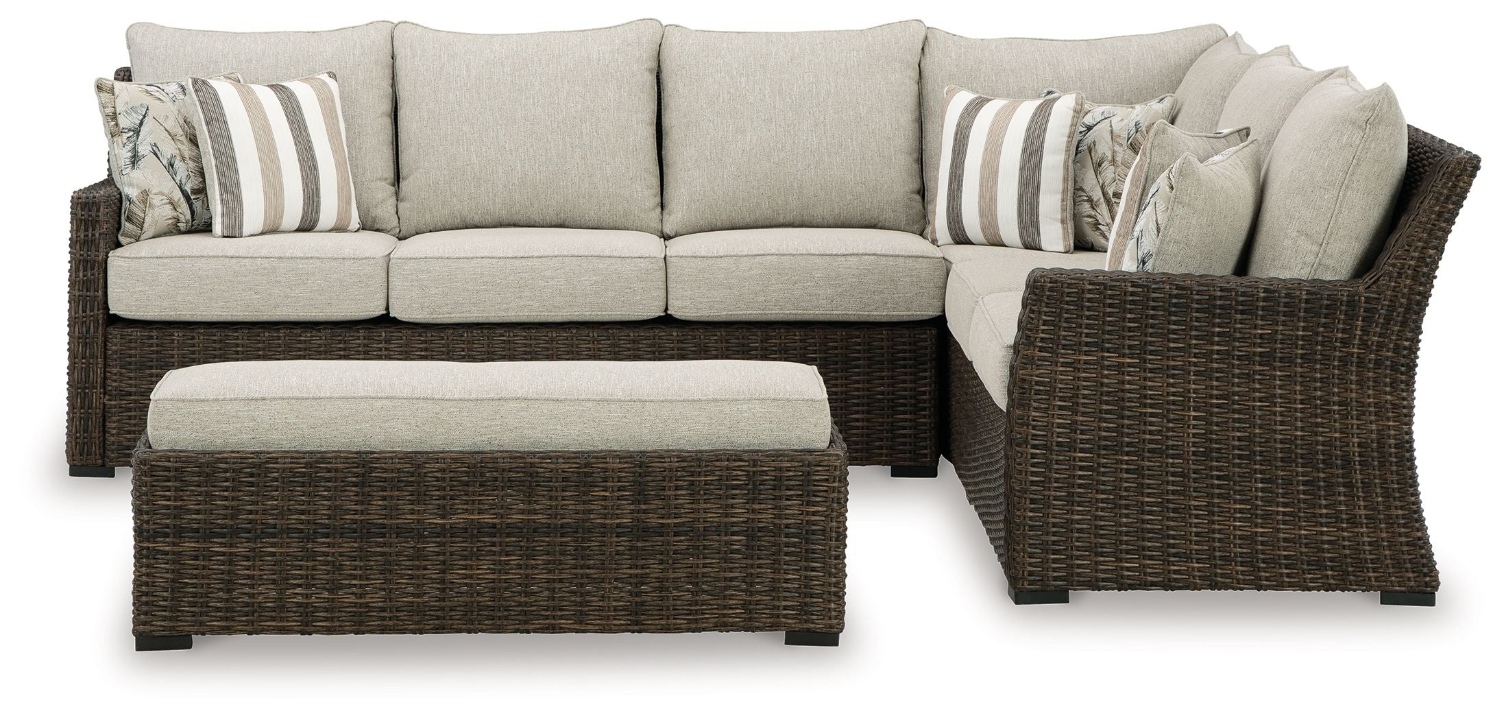 Brook Ranch - Sofa Sectional, Bench With Cushion (Set of 3) - Brown - Image 3