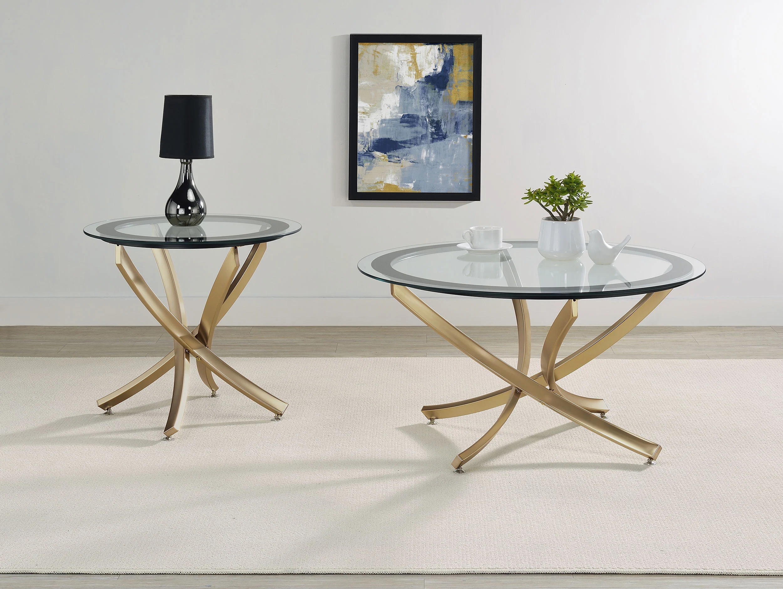 Brooke - Round Glass Top Coffee Table Set - Image 14