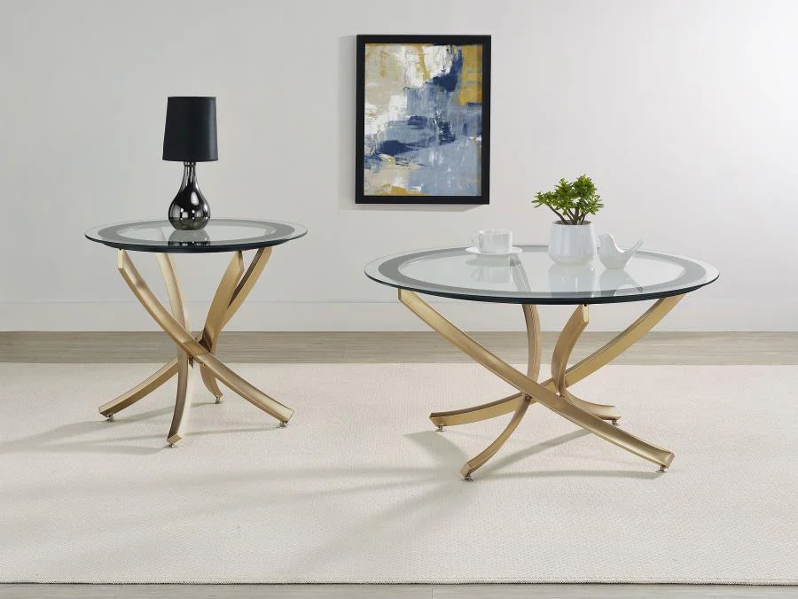 Brooke - Round Glass Top Coffee Table Set - Image 2