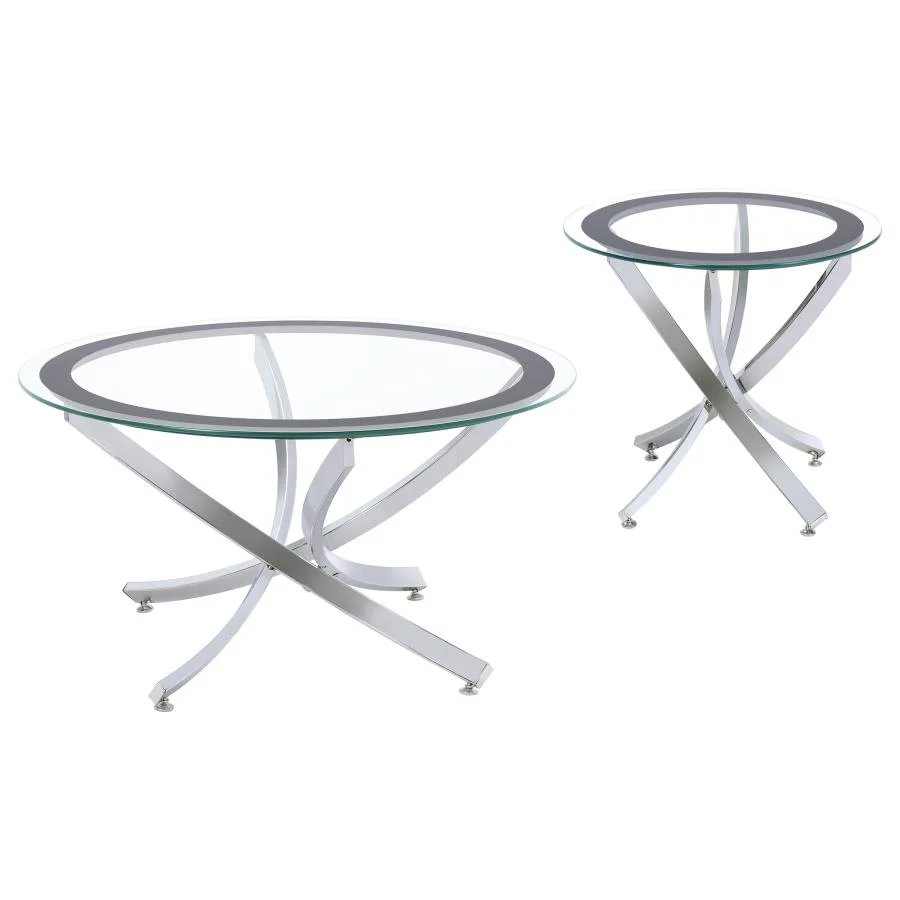 Brooke - Round Glass Top Coffee Table Set - Image 3