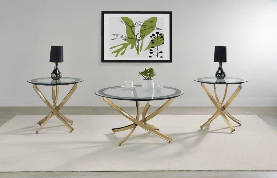 Brooke - Round Glass Top Side End Table Metal Base - Image 10
