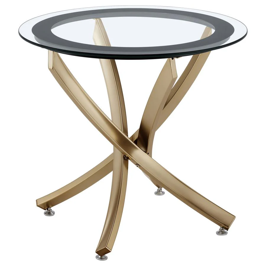 Brooke - Round Glass Top Side End Table Metal Base - Image 6
