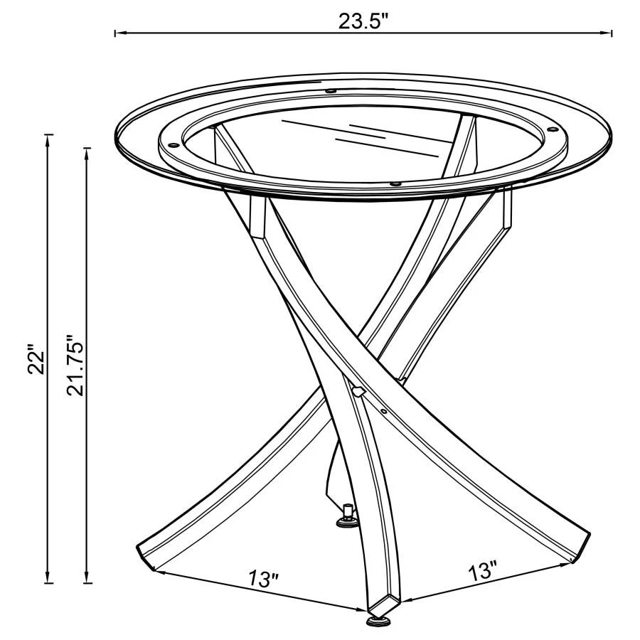 Brooke - Round Glass Top Side End Table Metal Base - Image 9
