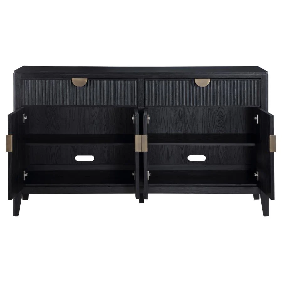 Brookmead - 4 Door Sideboard Buffet Storage Cabinet - Black - Image 4