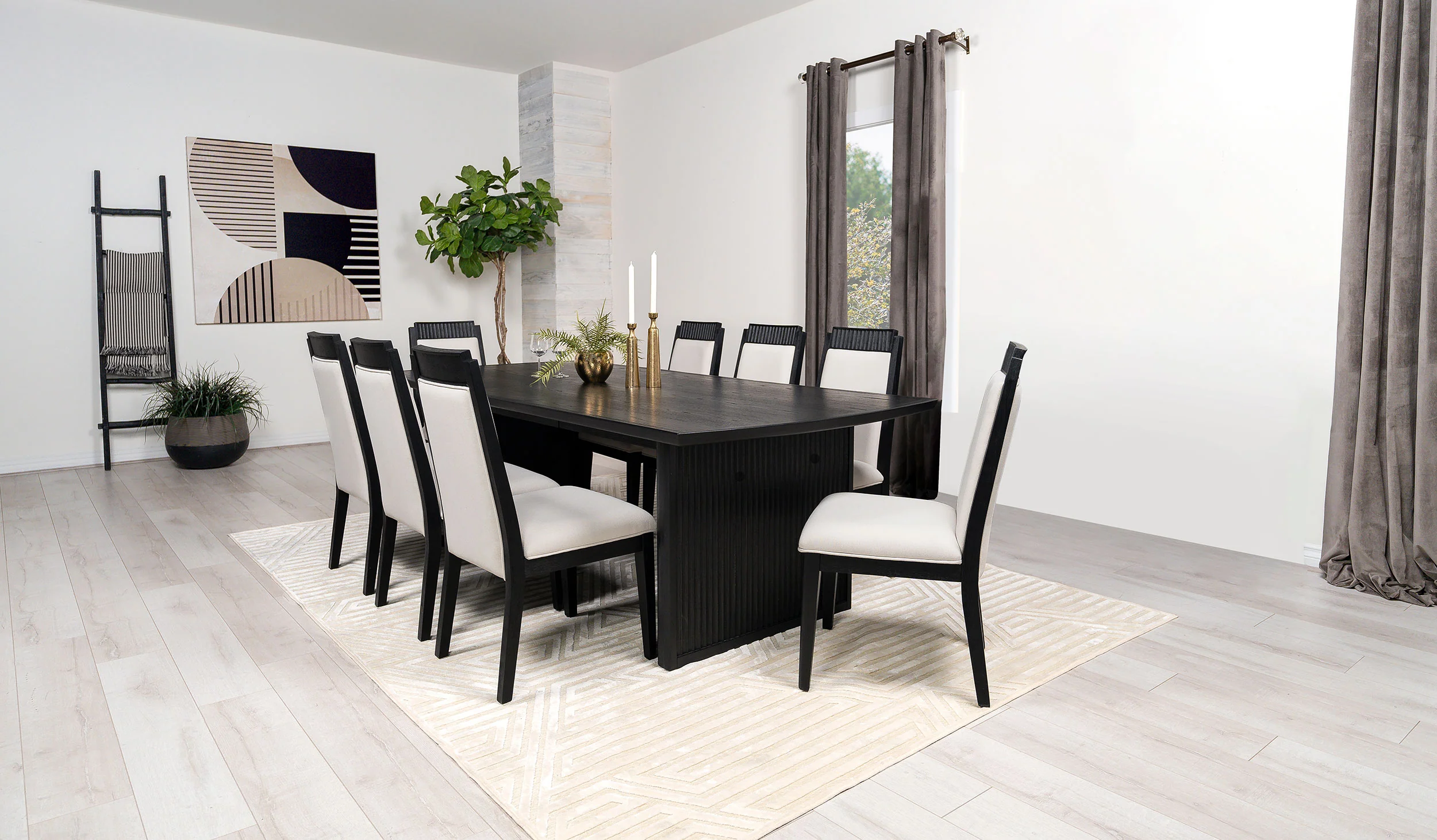 Brookmead Extension Leaf Dining Table Set Black - Image 48