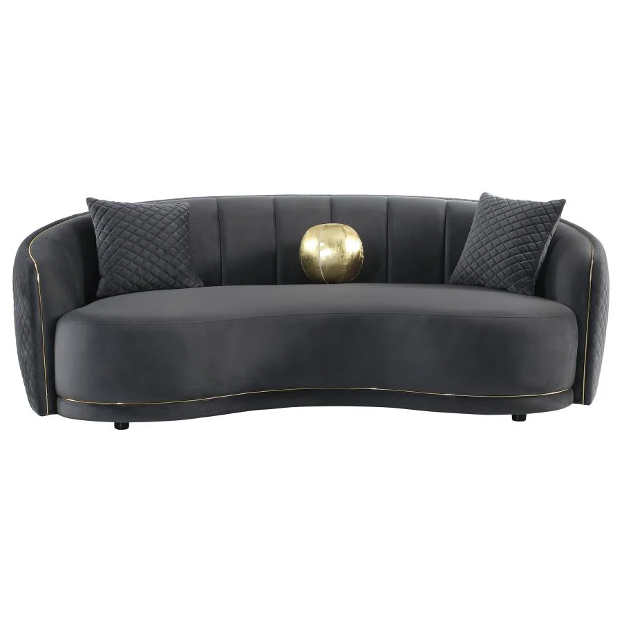 Brookside - 2 Piece Velvet Upholstered Sofa Set - Dark Gray - Image 4