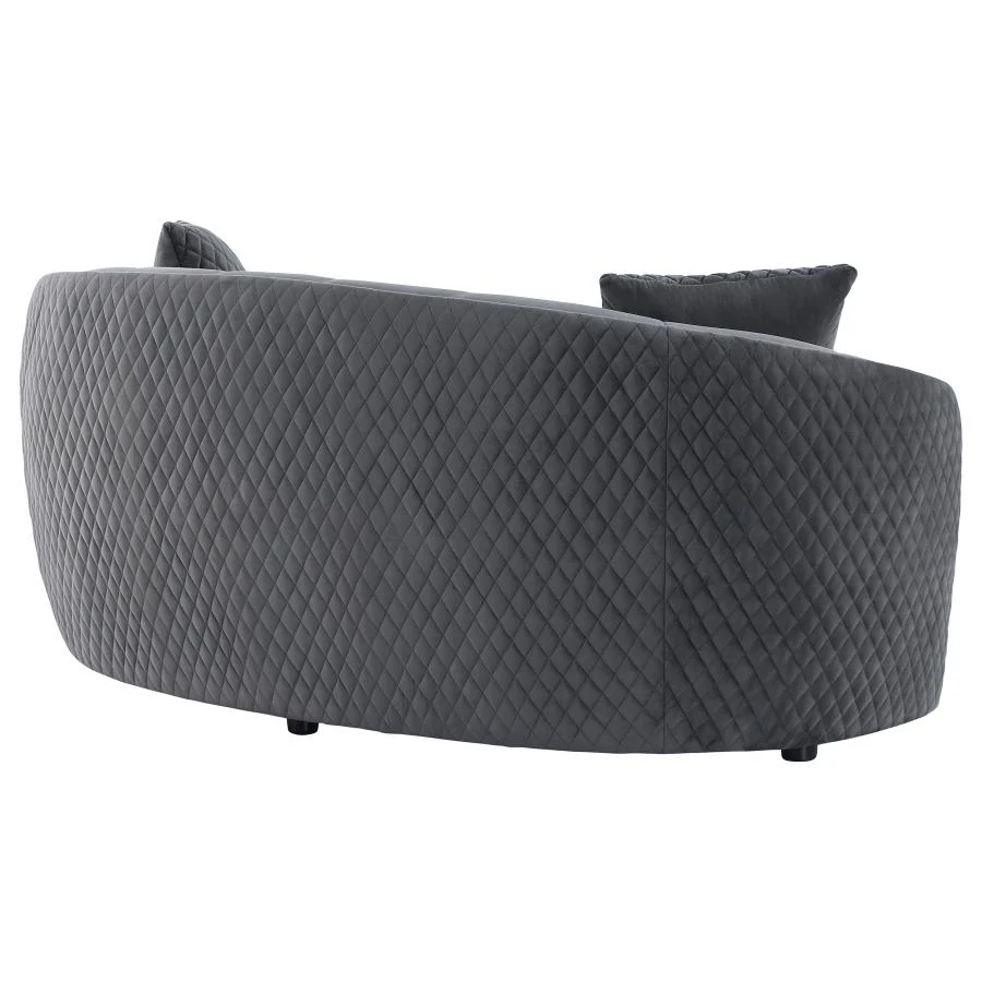 Brookside - Velvet Upholstered Curved Loveseat - Dark Gray - Image 7