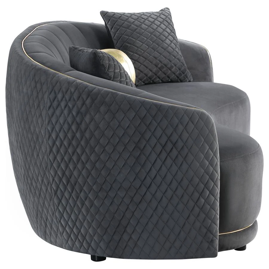 Brookside - Velvet Upholstered Curved Sofa - Dark Gray - Image 8