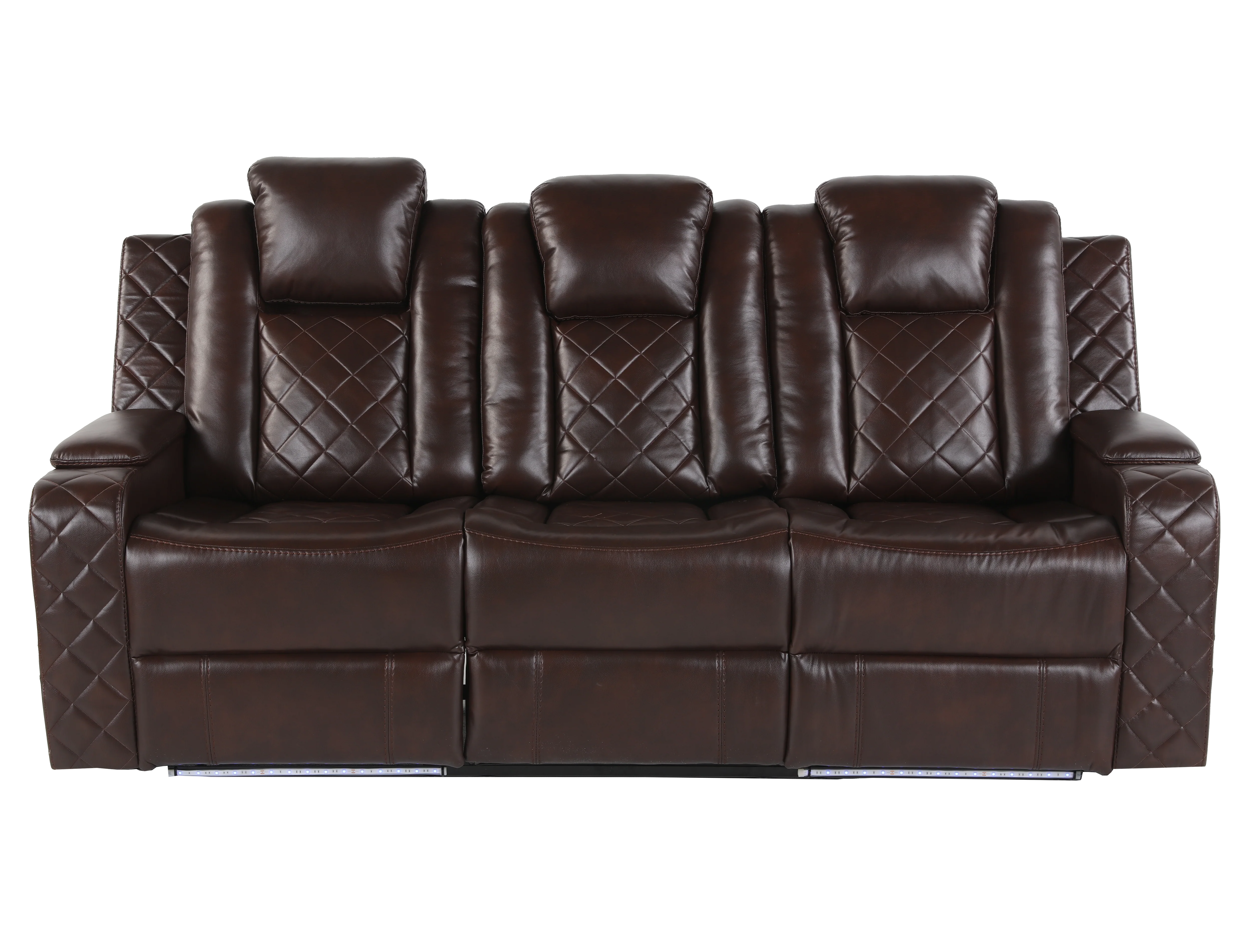 Brown 3 Piece Power Reclining Living Room Set w/ Power Headrests, LED, USB & Console Audio - Image 10