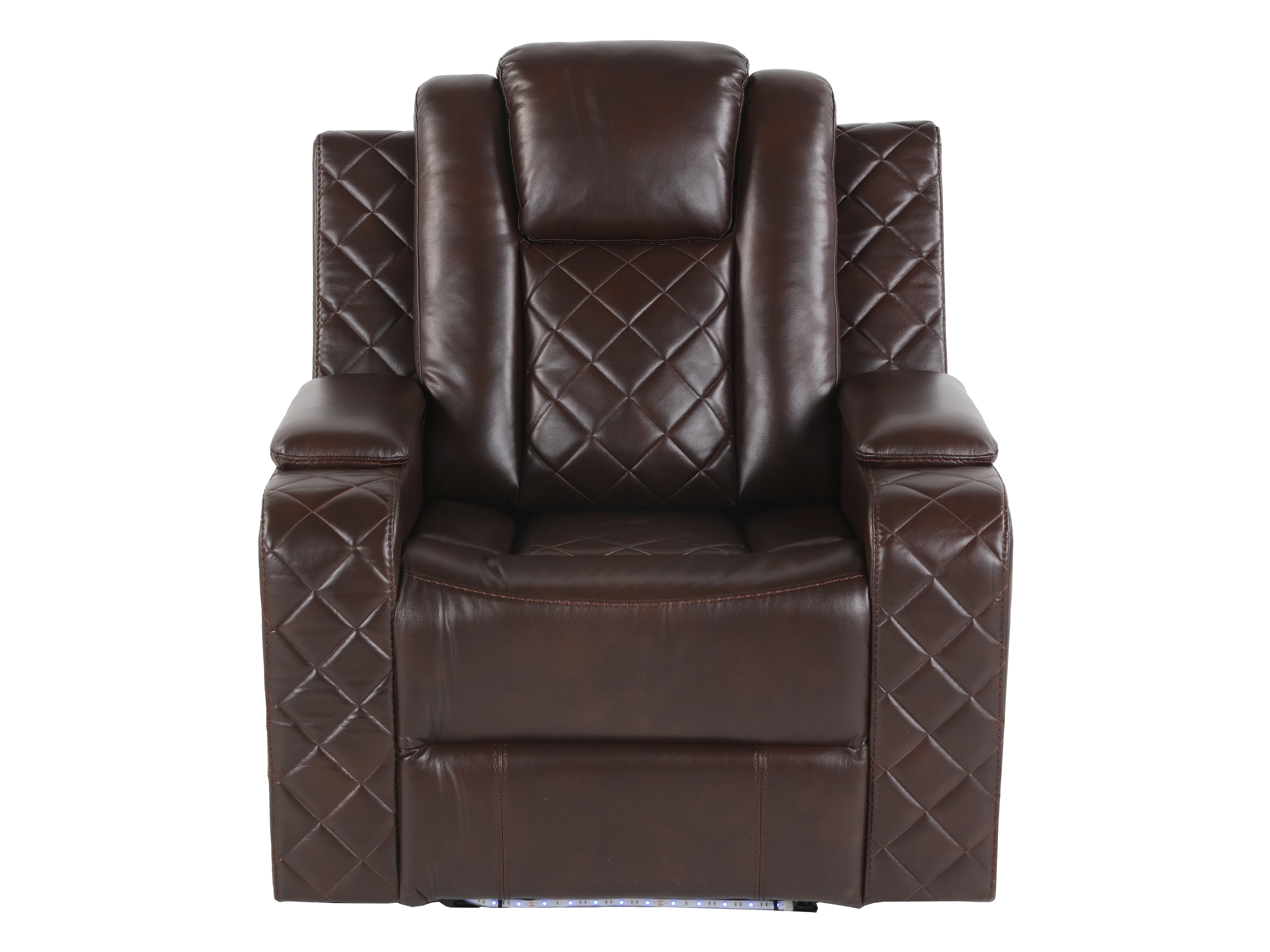 Brown 3 Piece Power Reclining Living Room Set w/ Power Headrests, LED, USB & Console Audio - Image 13