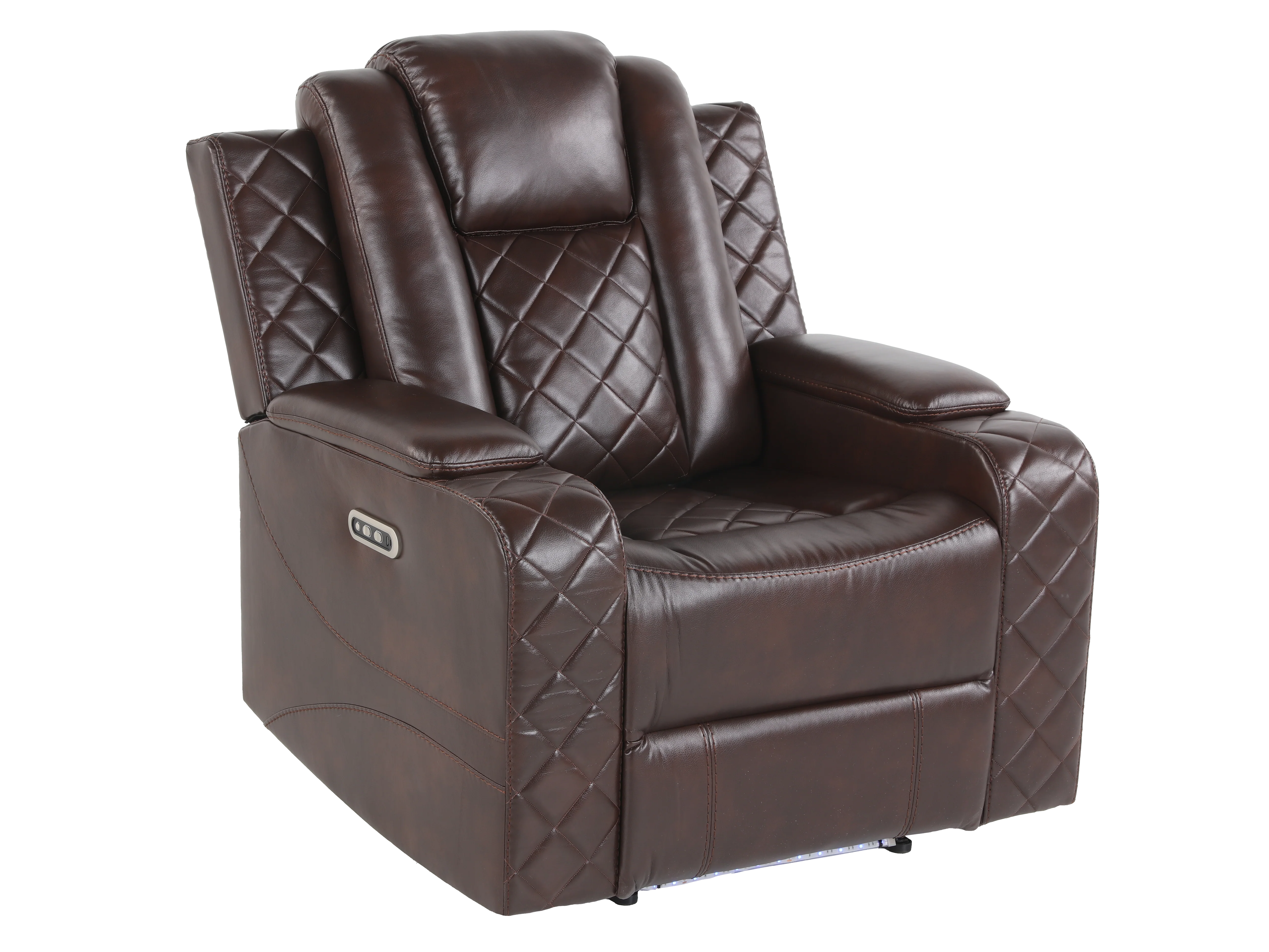 Brown 3 Piece Power Reclining Living Room Set w/ Power Headrests, LED, USB & Console Audio - Image 14