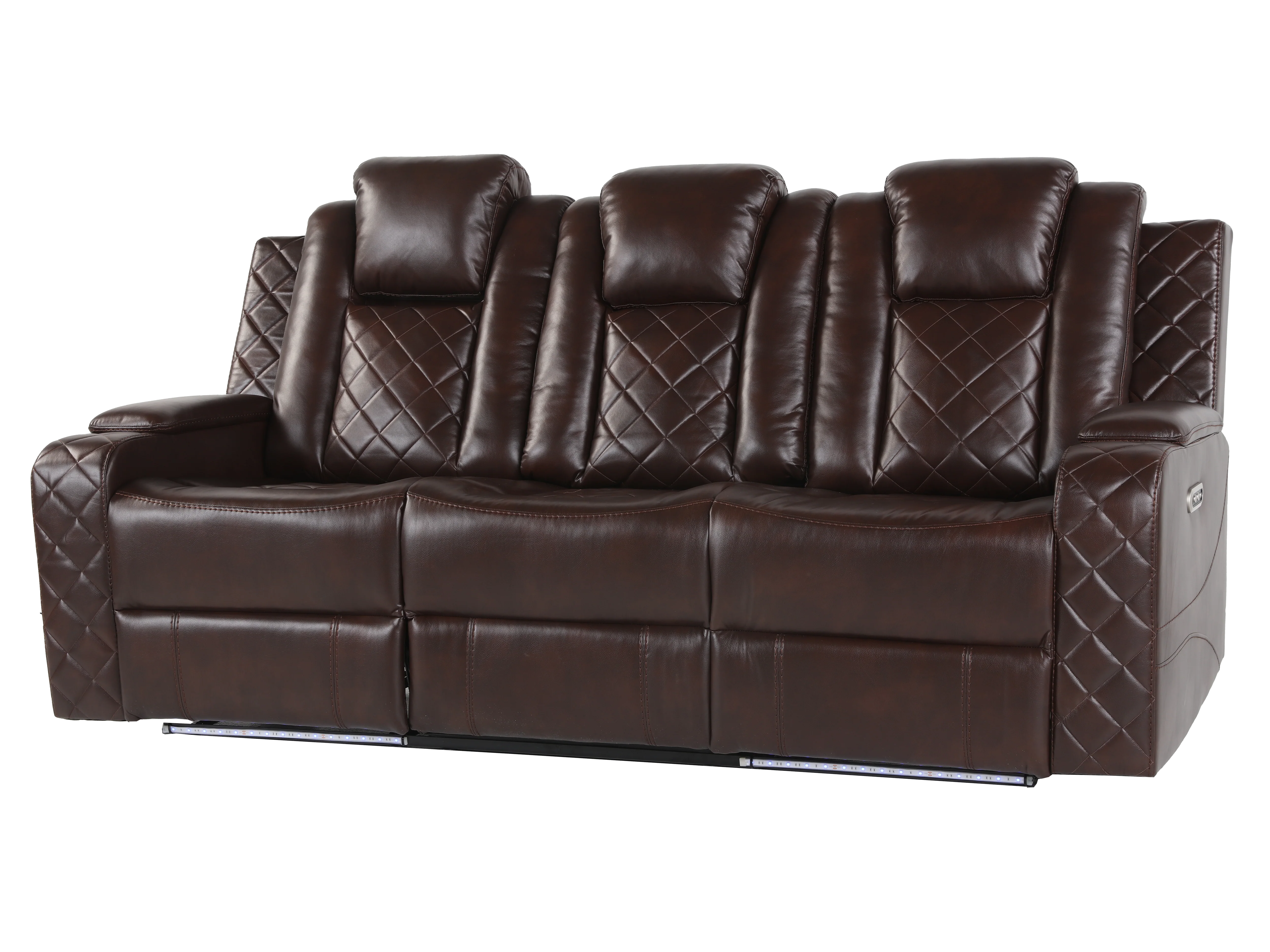 Brown 3 Piece Power Reclining Living Room Set w/ Power Headrests, LED, USB & Console Audio - Image 15