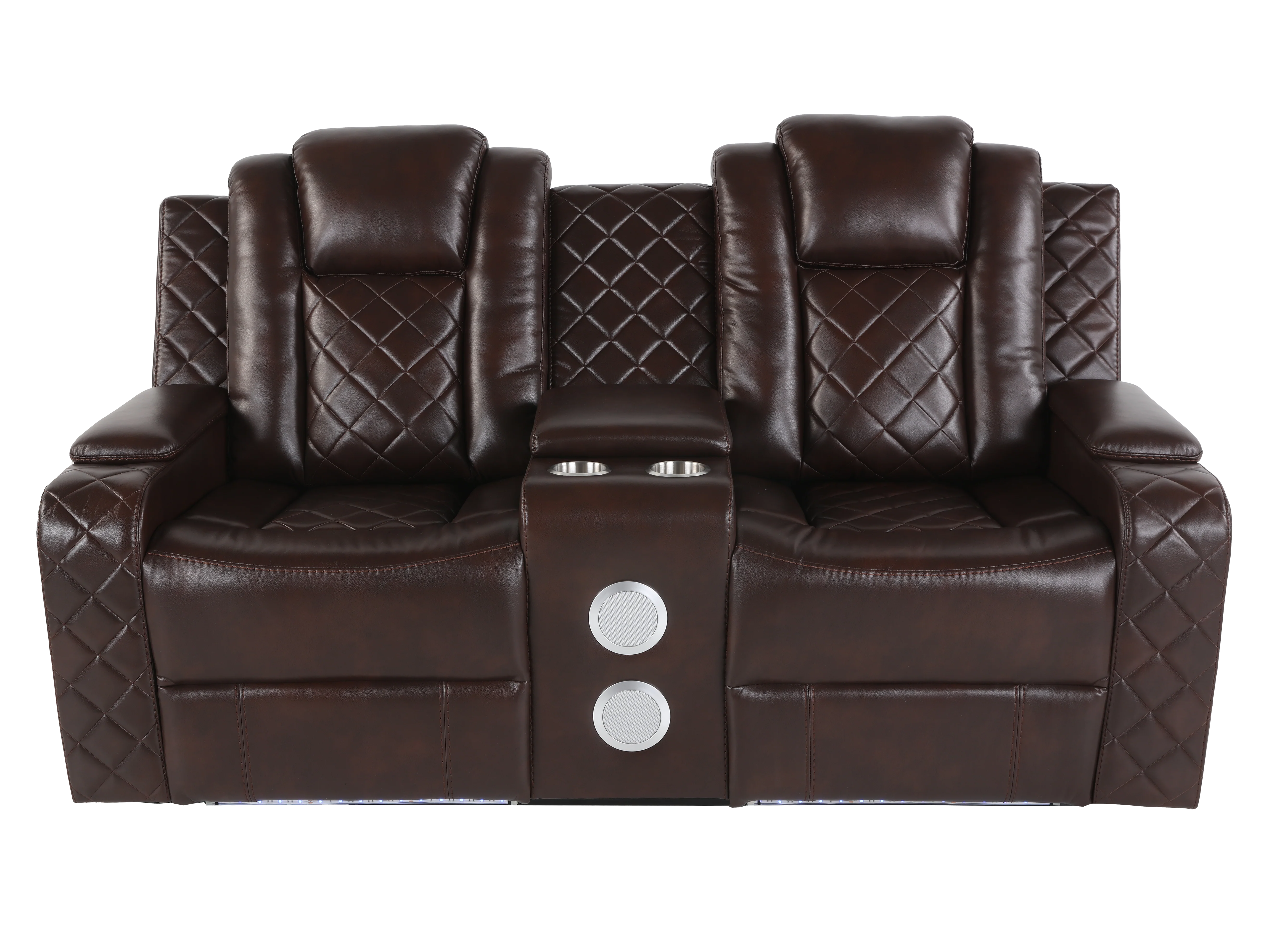 Brown 3 Piece Power Reclining Living Room Set w/ Power Headrests, LED, USB & Console Audio - Image 18