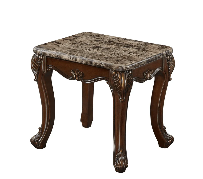 Brown 3-Piece Traditional Coffee Table Set with Marble Tops - Image 2