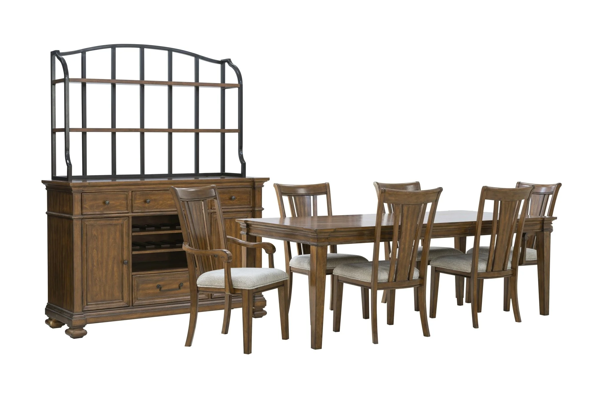 Brown Hutch & Buffet with Wine Storage and Removable Shelves - Image 3