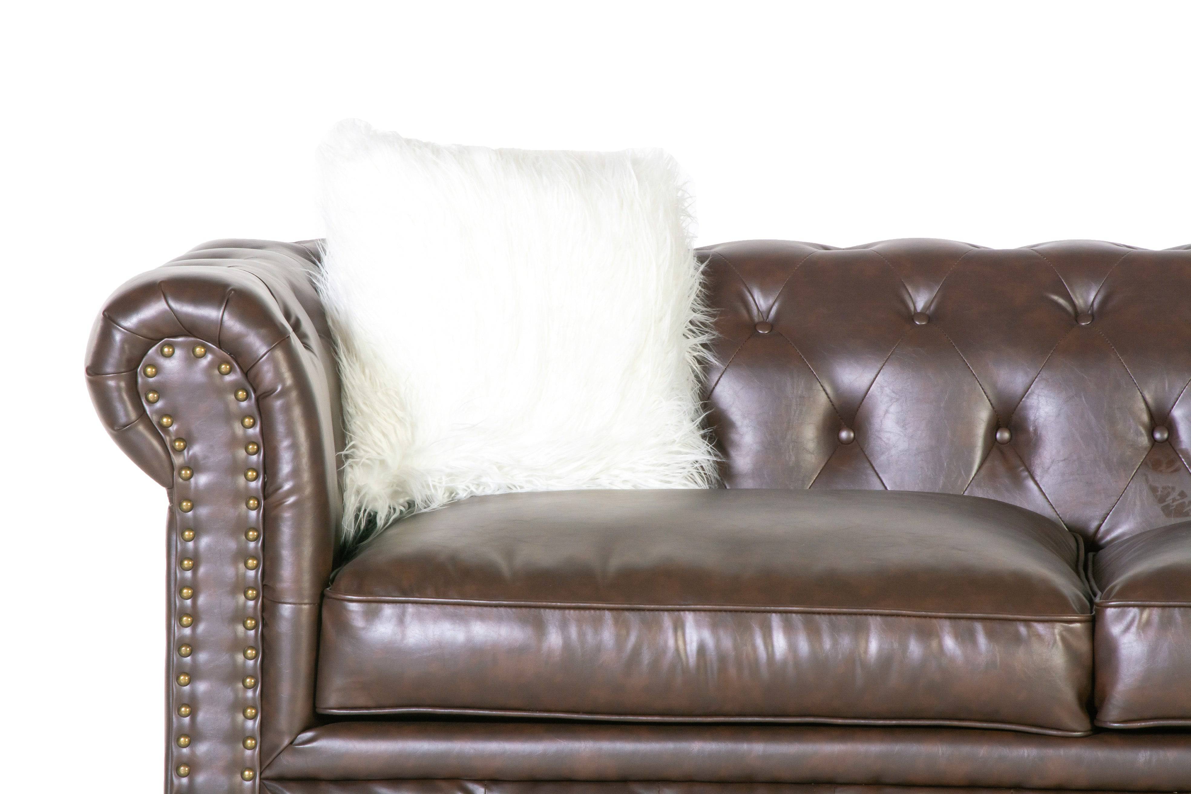 Brown Leather Chesterfield 3-Piece Living Room Set (Sofa, Loveseat & Chair) - Image 5