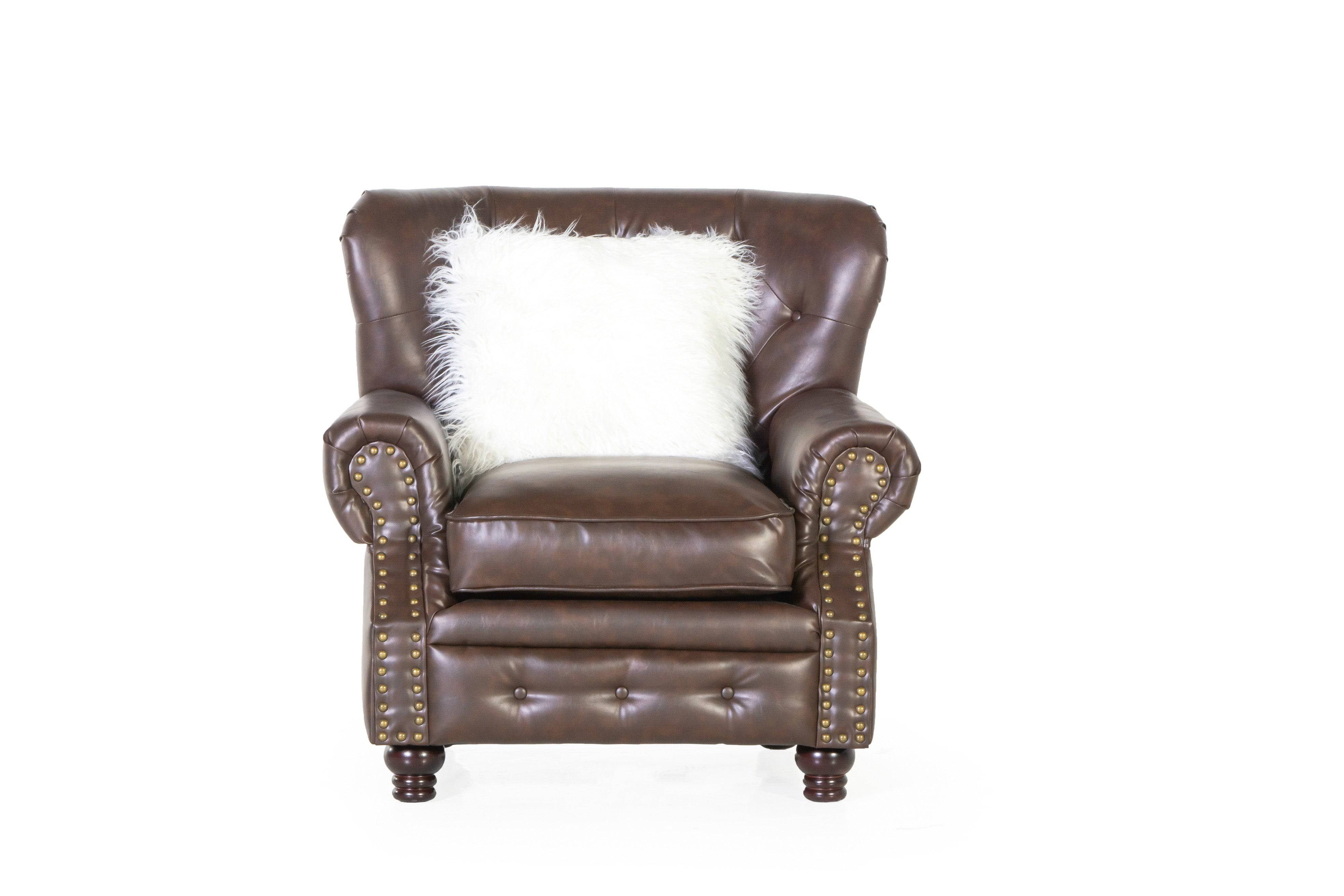 Brown Leather Chesterfield 3-Piece Living Room Set (Sofa, Loveseat & Chair) - Image 7