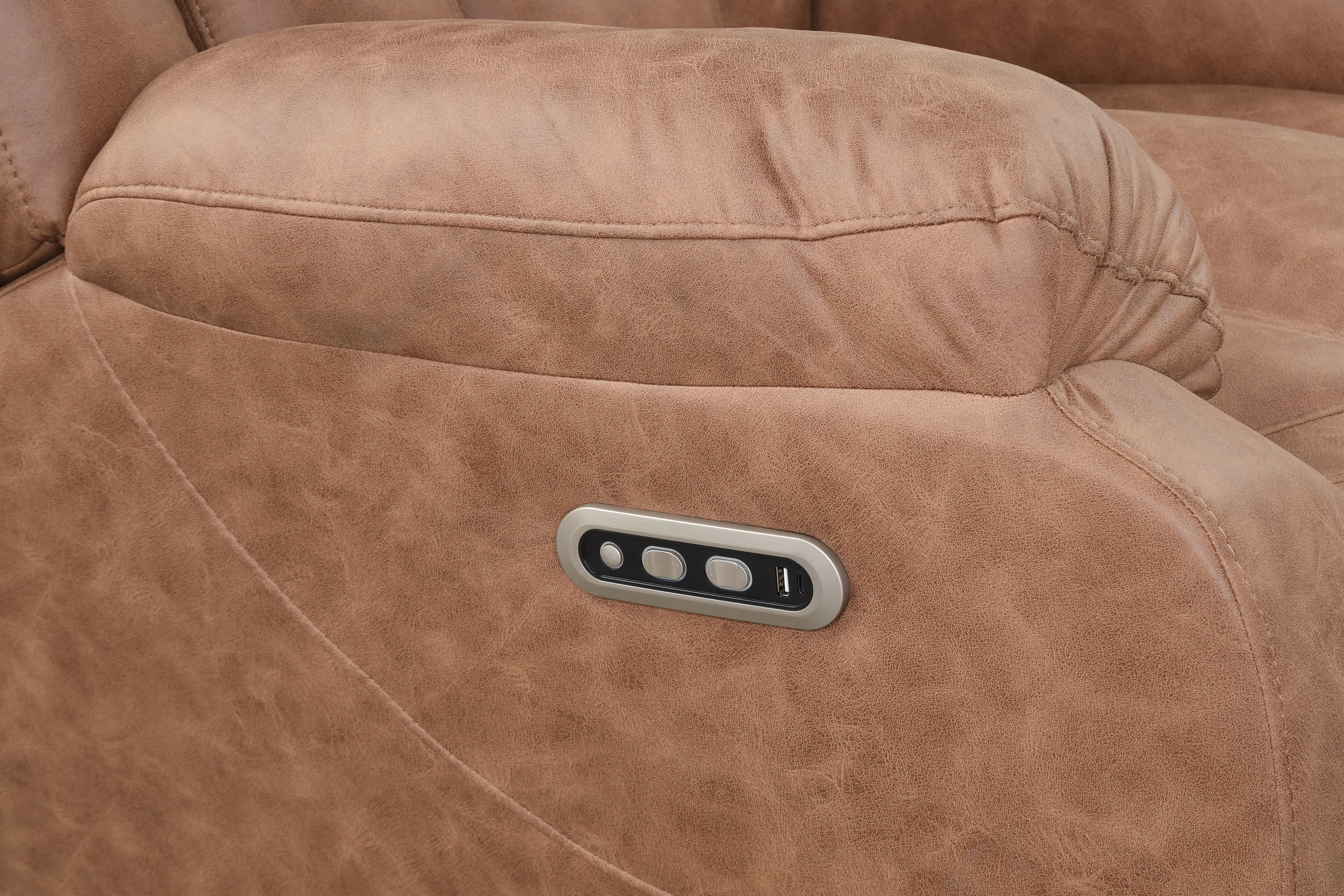 Brown Power Reclining 3-Piece Living Room Set with LED Lights, USB, Bluetooth Speaker & Wireless Charging - Image 6