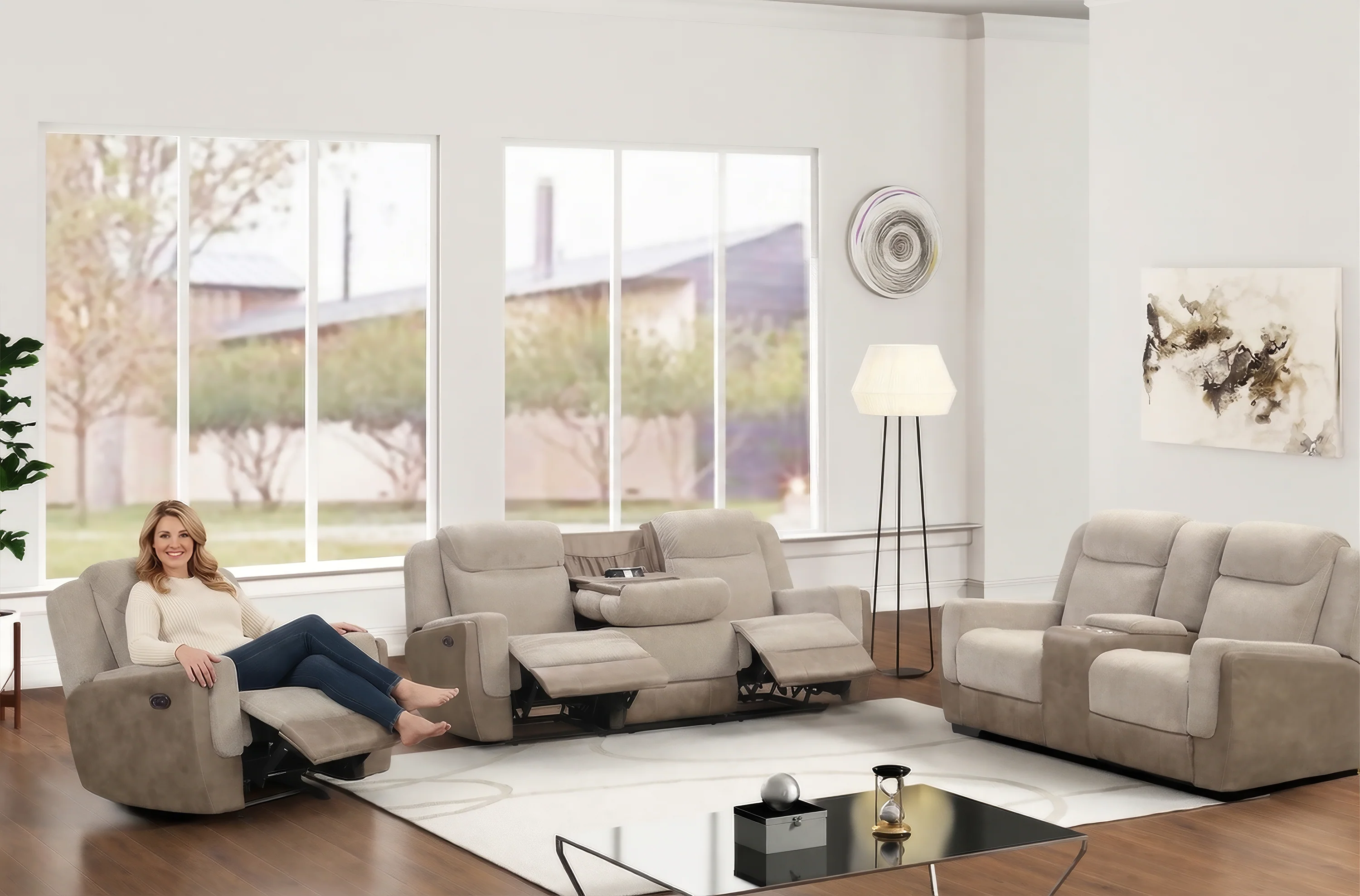 Brown Power Reclining 3-Piece Living Room Set with USB Charging – Sofa, Loveseat & Recliner - Image 2