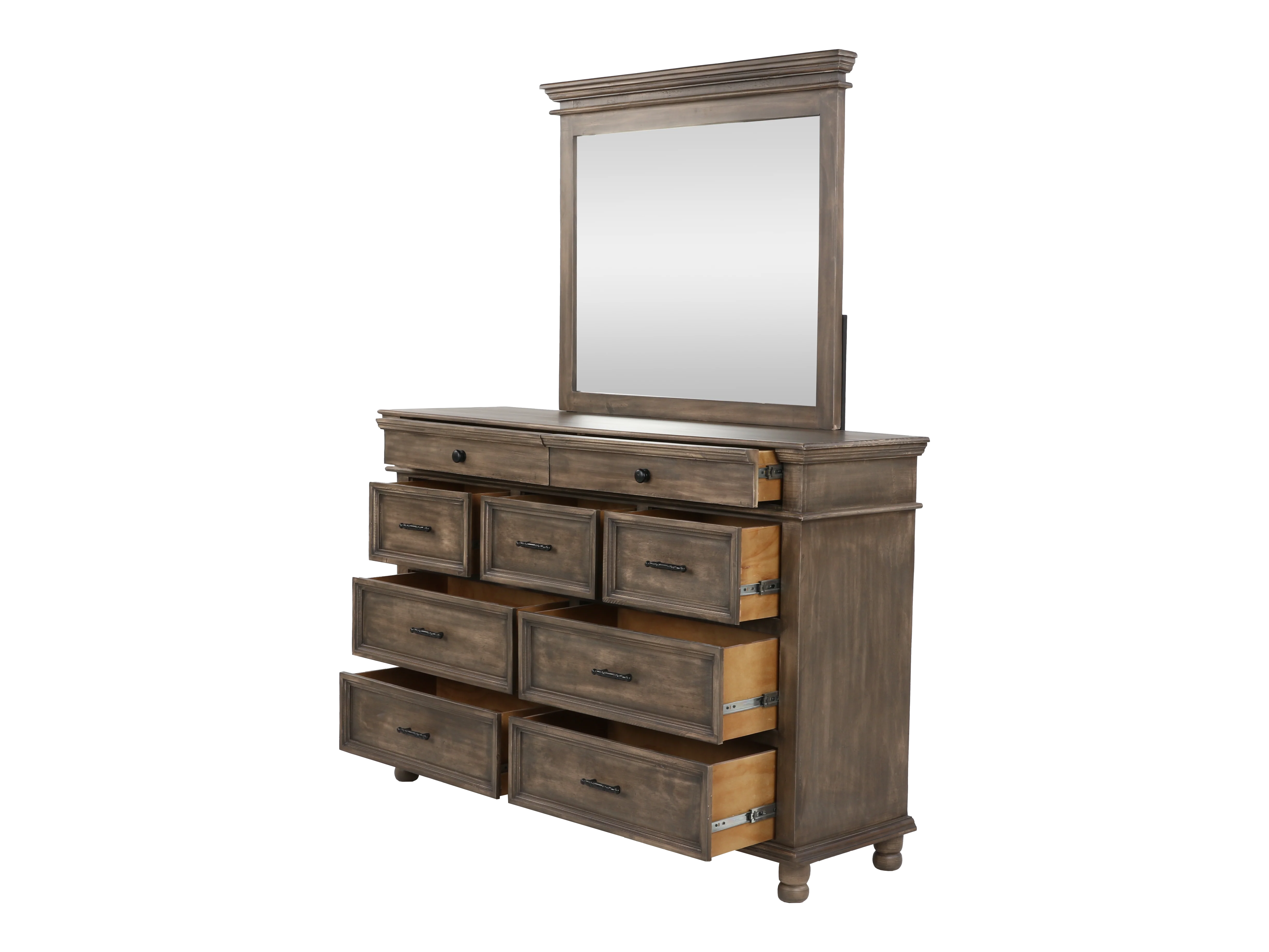 Brown Rustic Upholstered 6 Piece King Bedroom Set with Storage Bench - Image 9