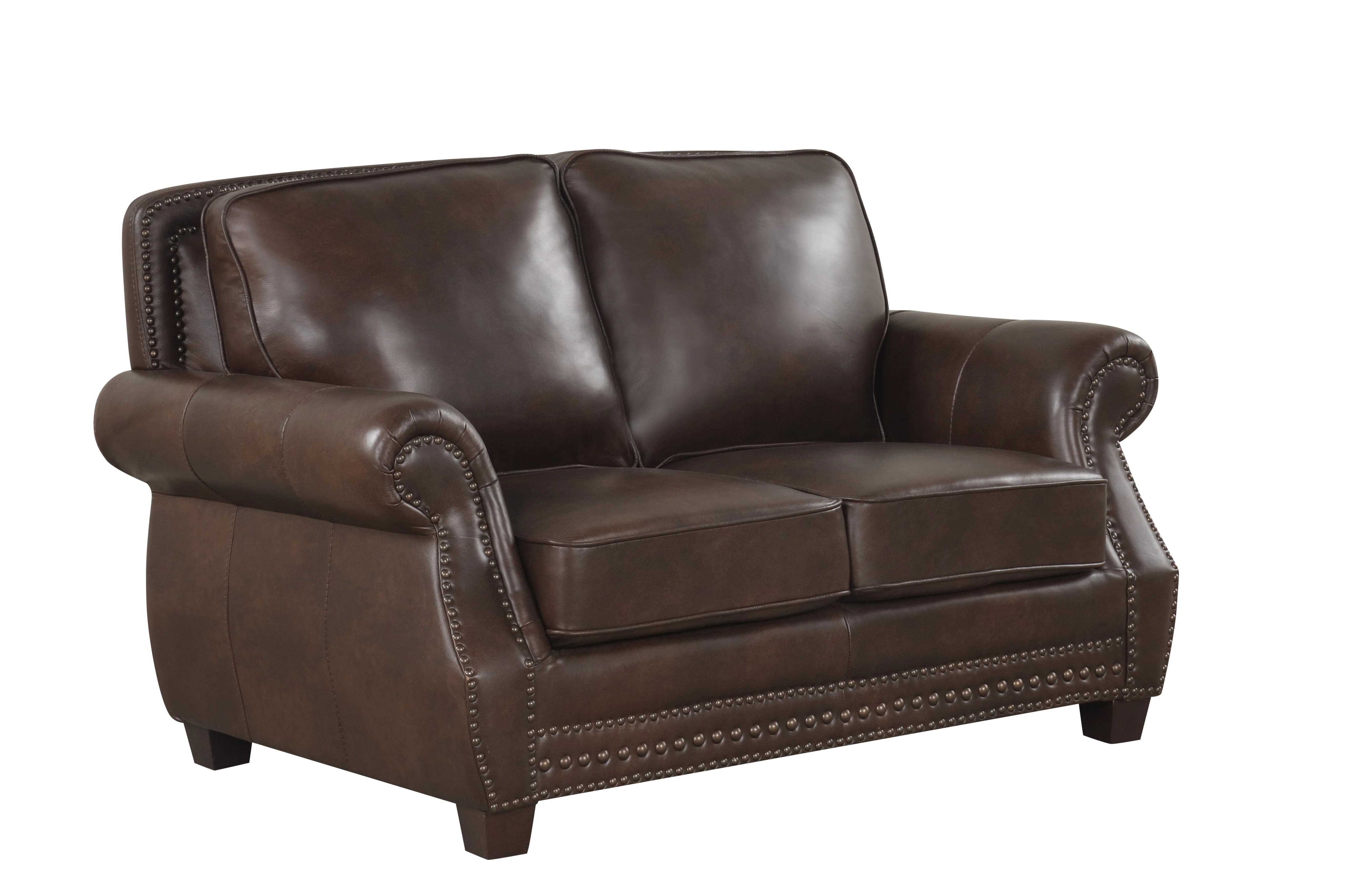 Brown Top Grain Leather Sofa, Loveseat & Push Back Recliner Living Room Set - Image 5