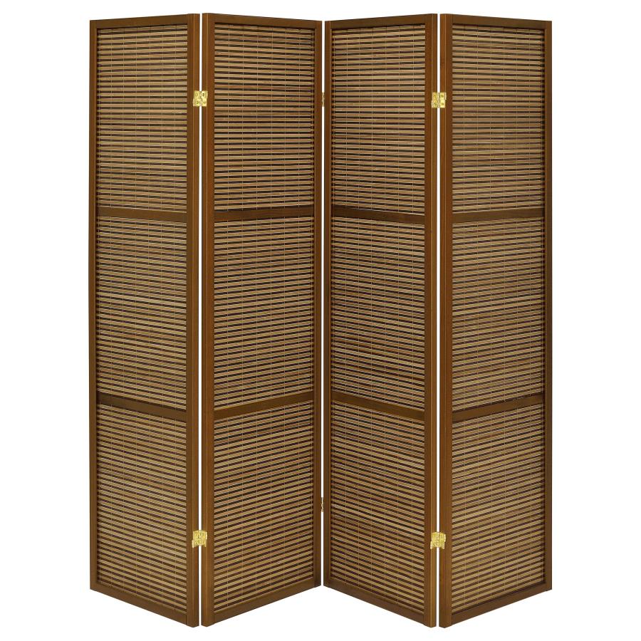 Browning - 4-Panel Bamboo Room Divider Folding Screen - Walnut - Image 3