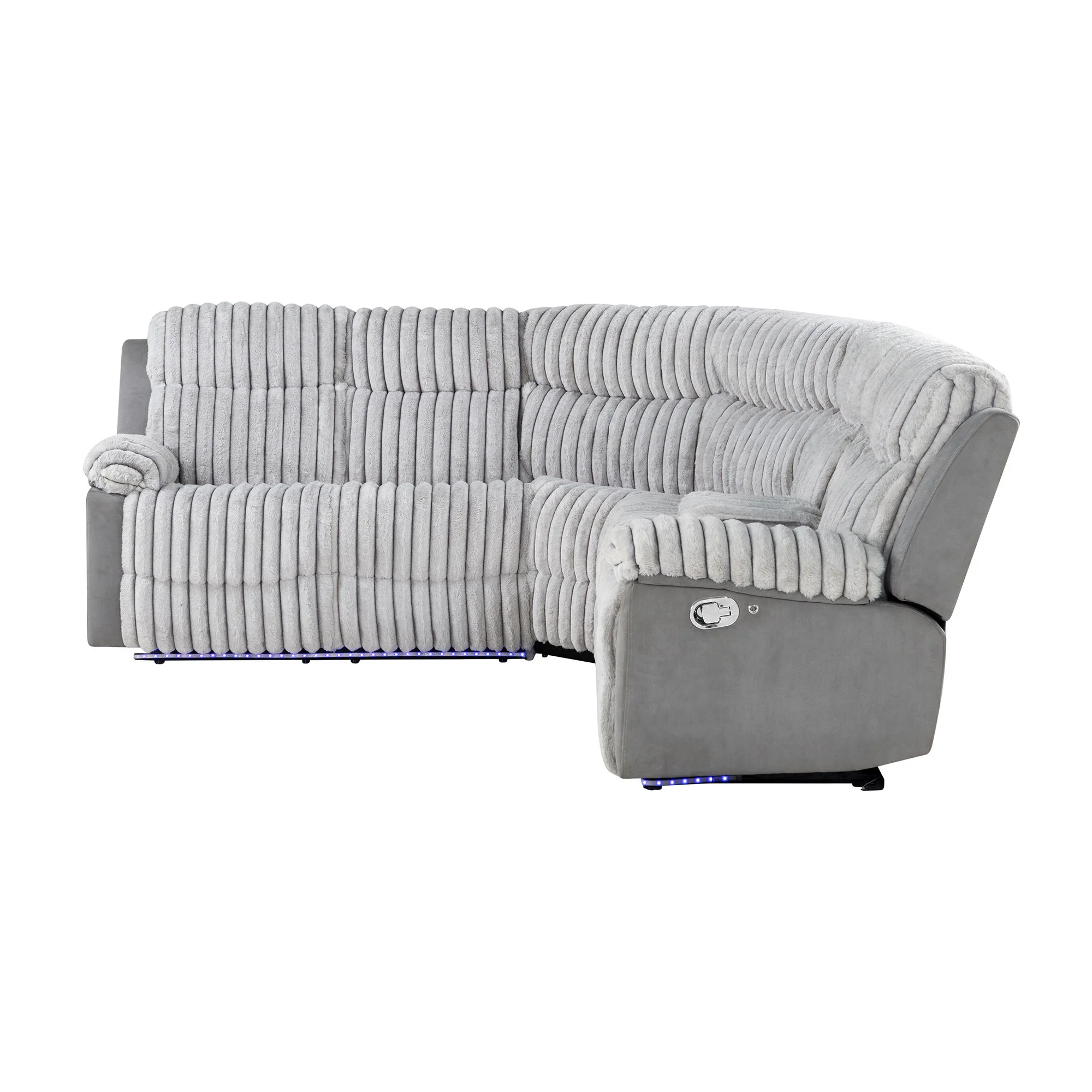 Bruni - Sectional Sofa With LED Lighting And Manual Recline - Gray - Image 9